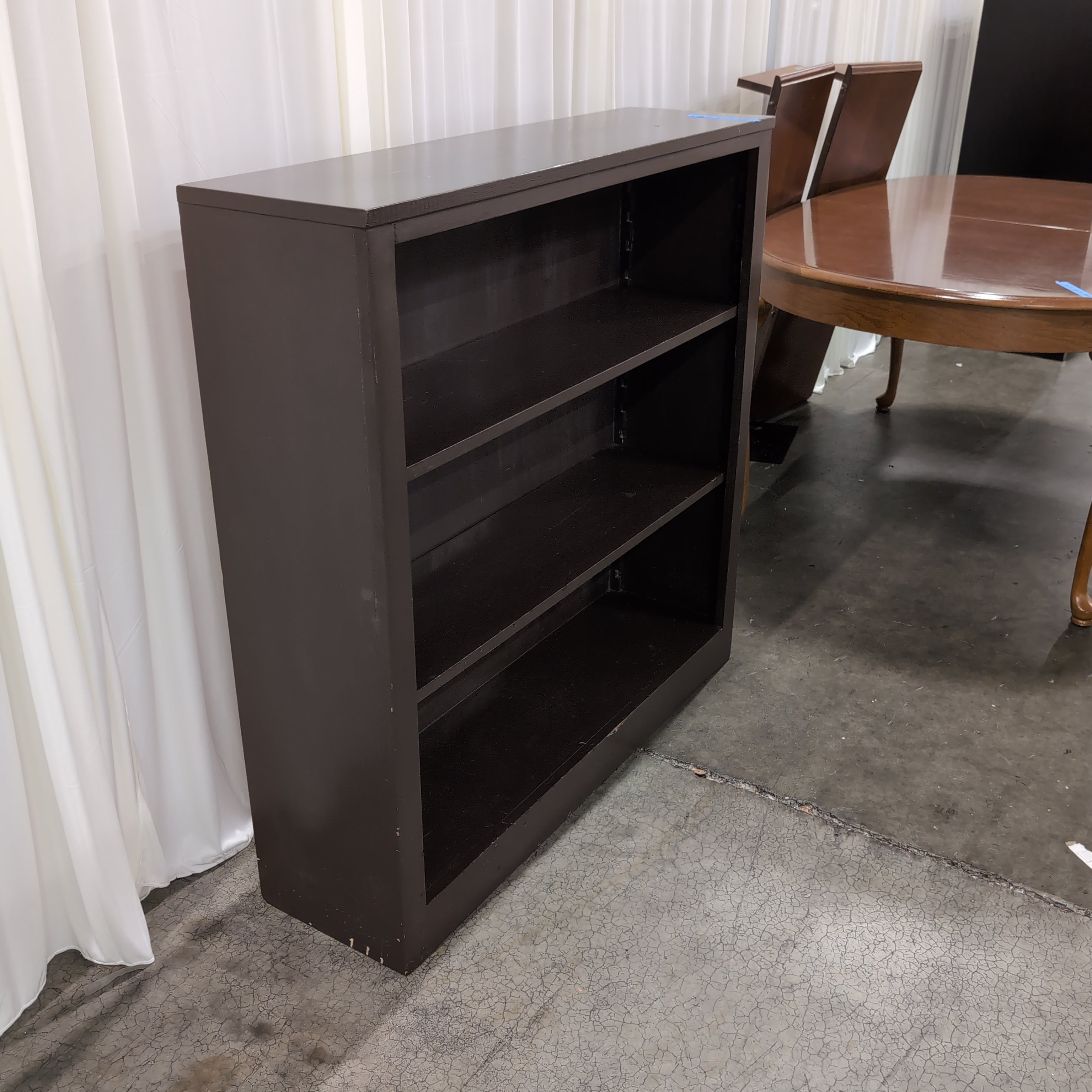 Dark Brown Three-Shelf Bookcase in Wood-Tone Finish