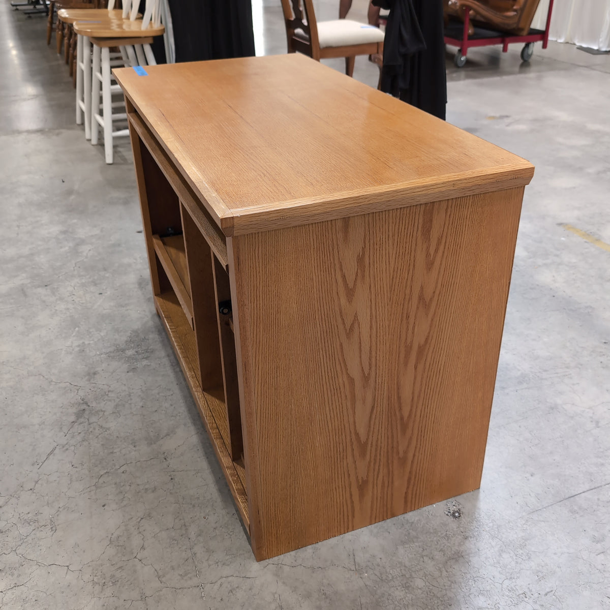 Light Oak Finish TV Stand with Shelving