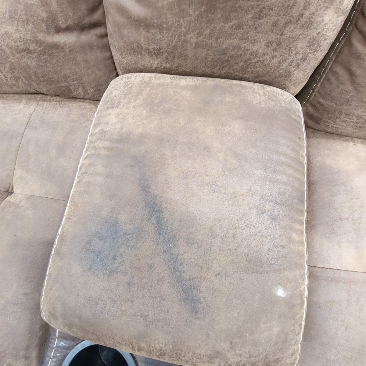 Timberland Co-Brown Distressed Leather Reclining Sectional Couch with Cup Holders