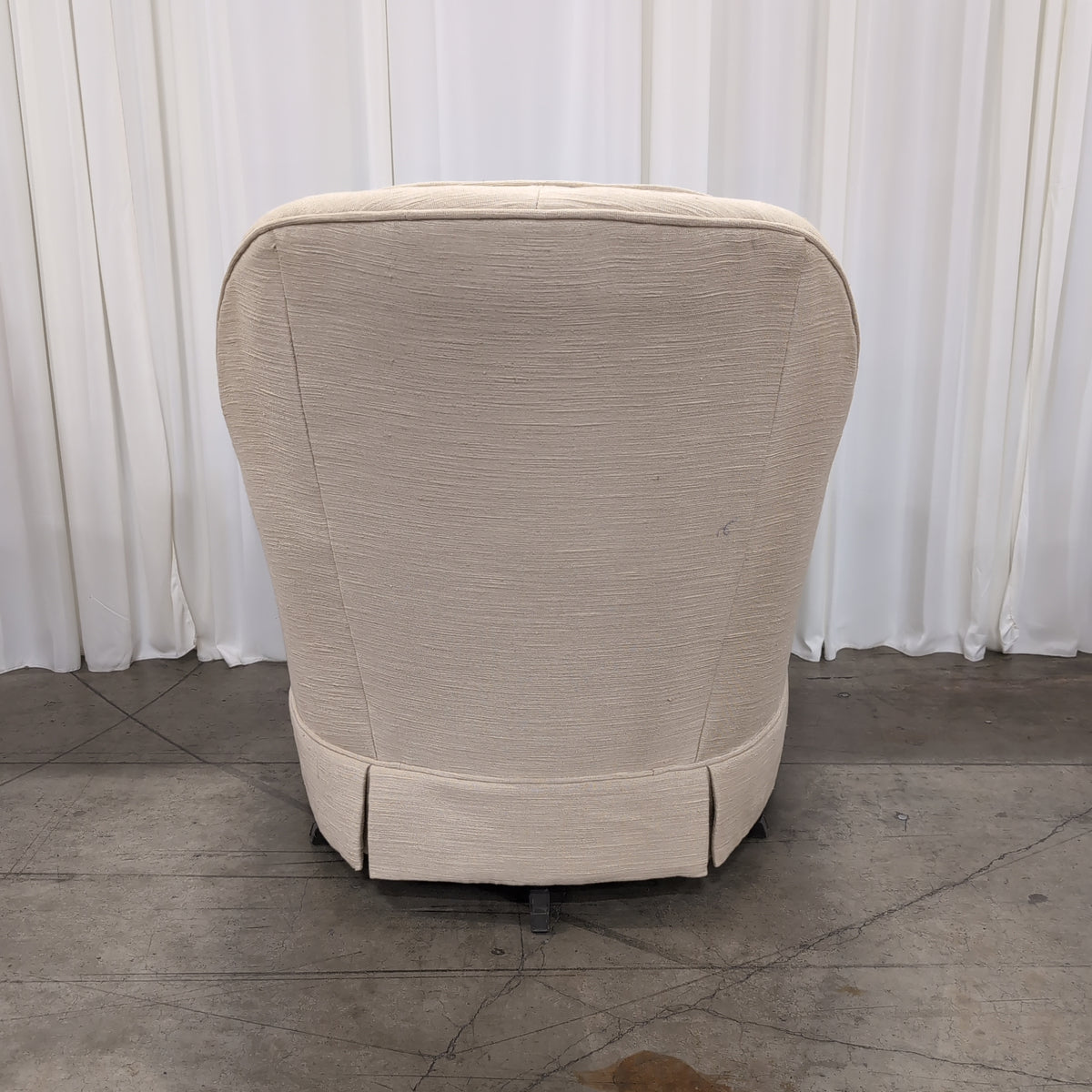 Tufted Beige Upholstered Club Chair with Rolled Arms