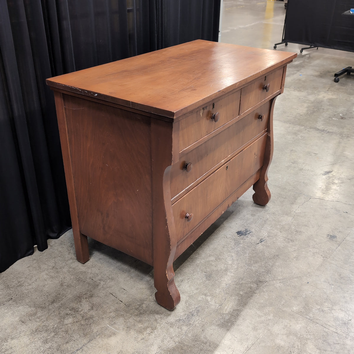 Brown Stained Wood Two-Over-Two Drawer Dresser