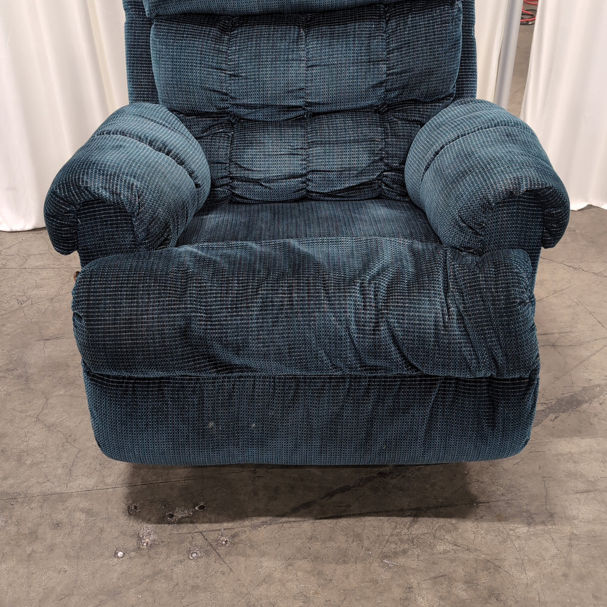 Deep Teal Padded Recliner in Ribbed Fabric