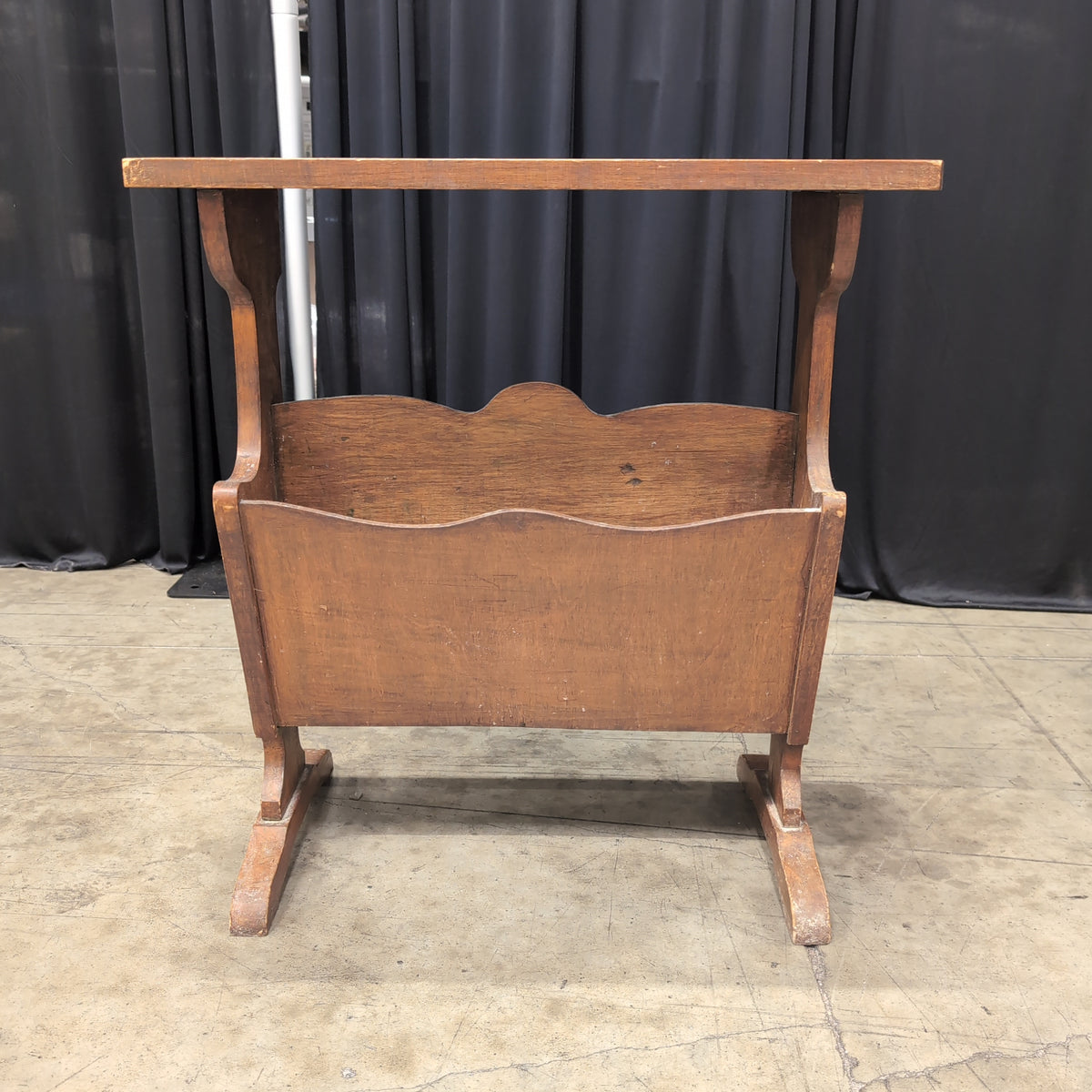 Brown Wood End Table with Magazine Rack