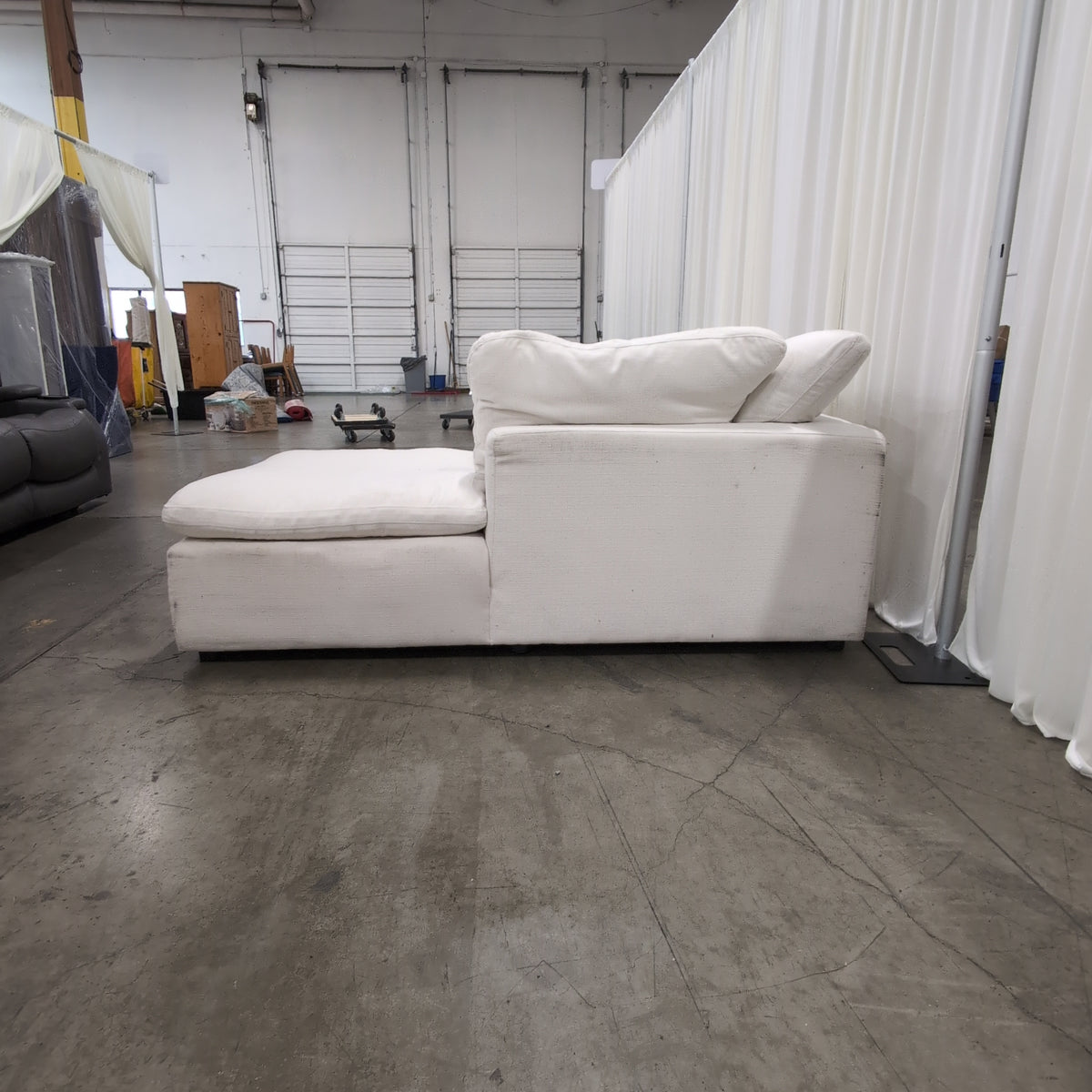 Plush White L-Shaped Sectional Couch in Fabric