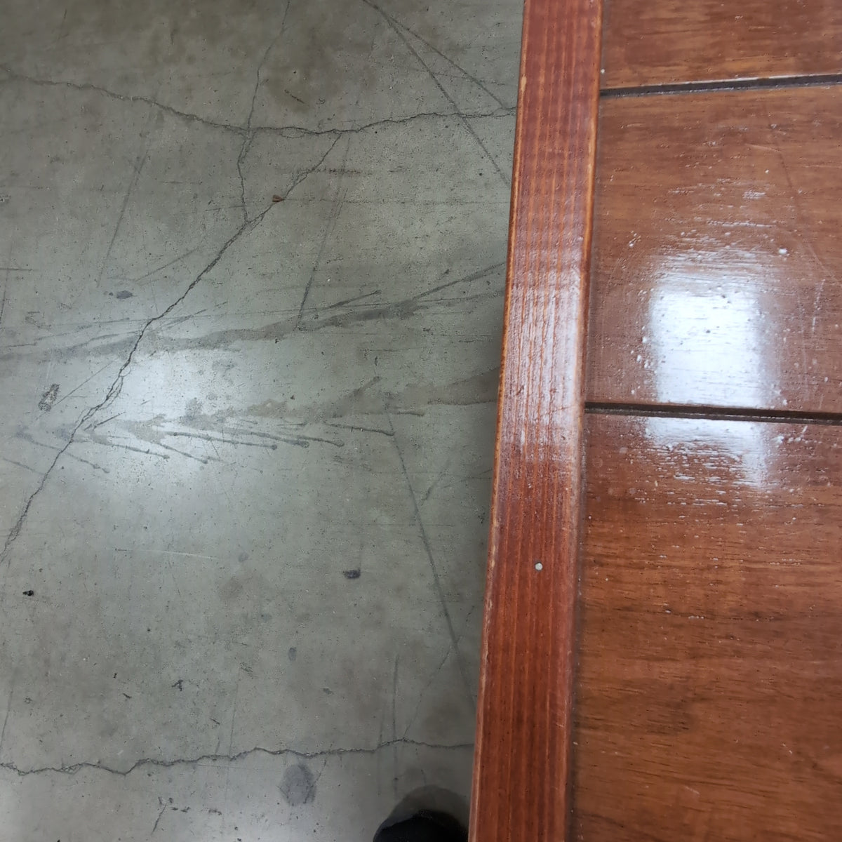 Square Brown Wood End Table with Slat Top