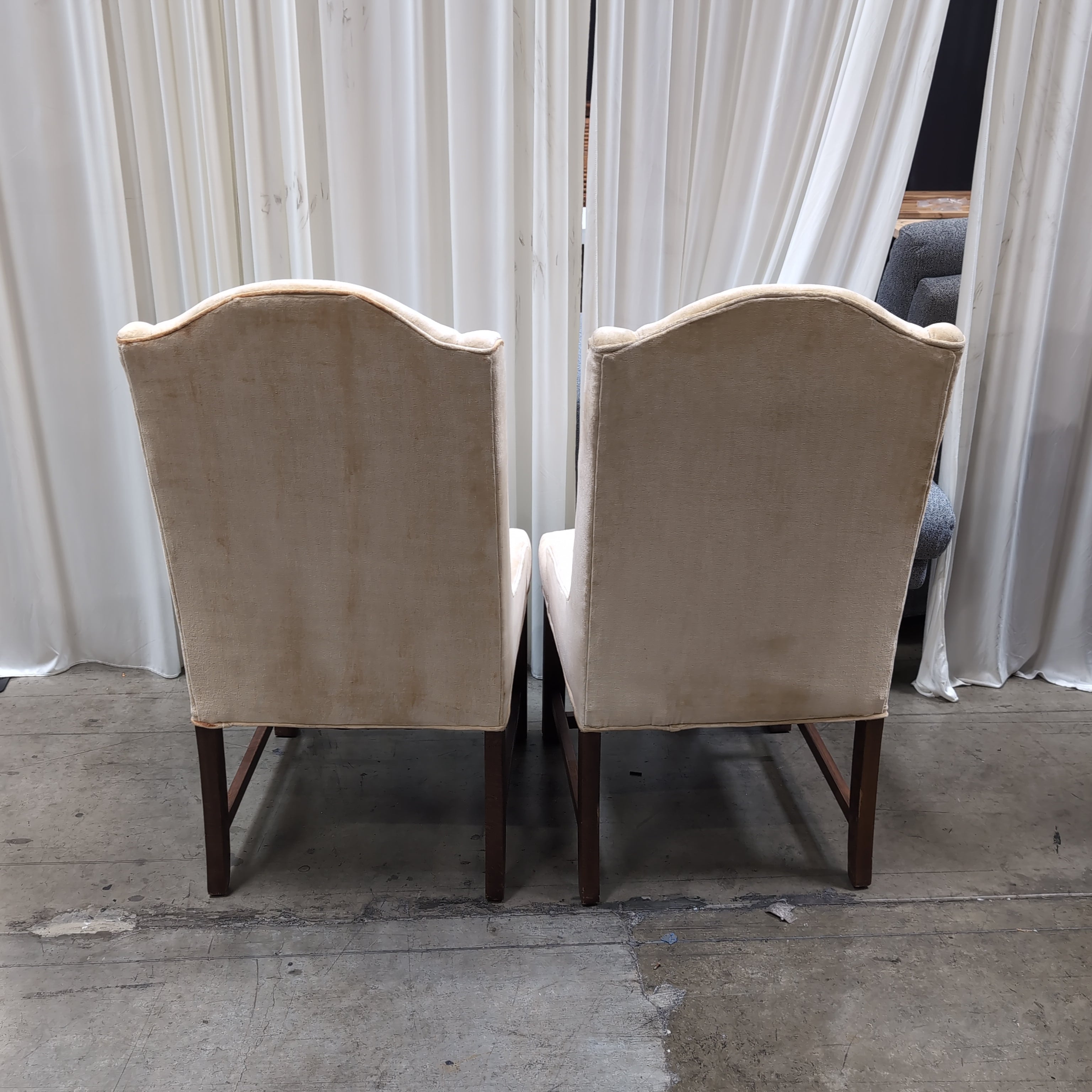 Wingback Style Upholstered Dining Chair in Beige Fabric