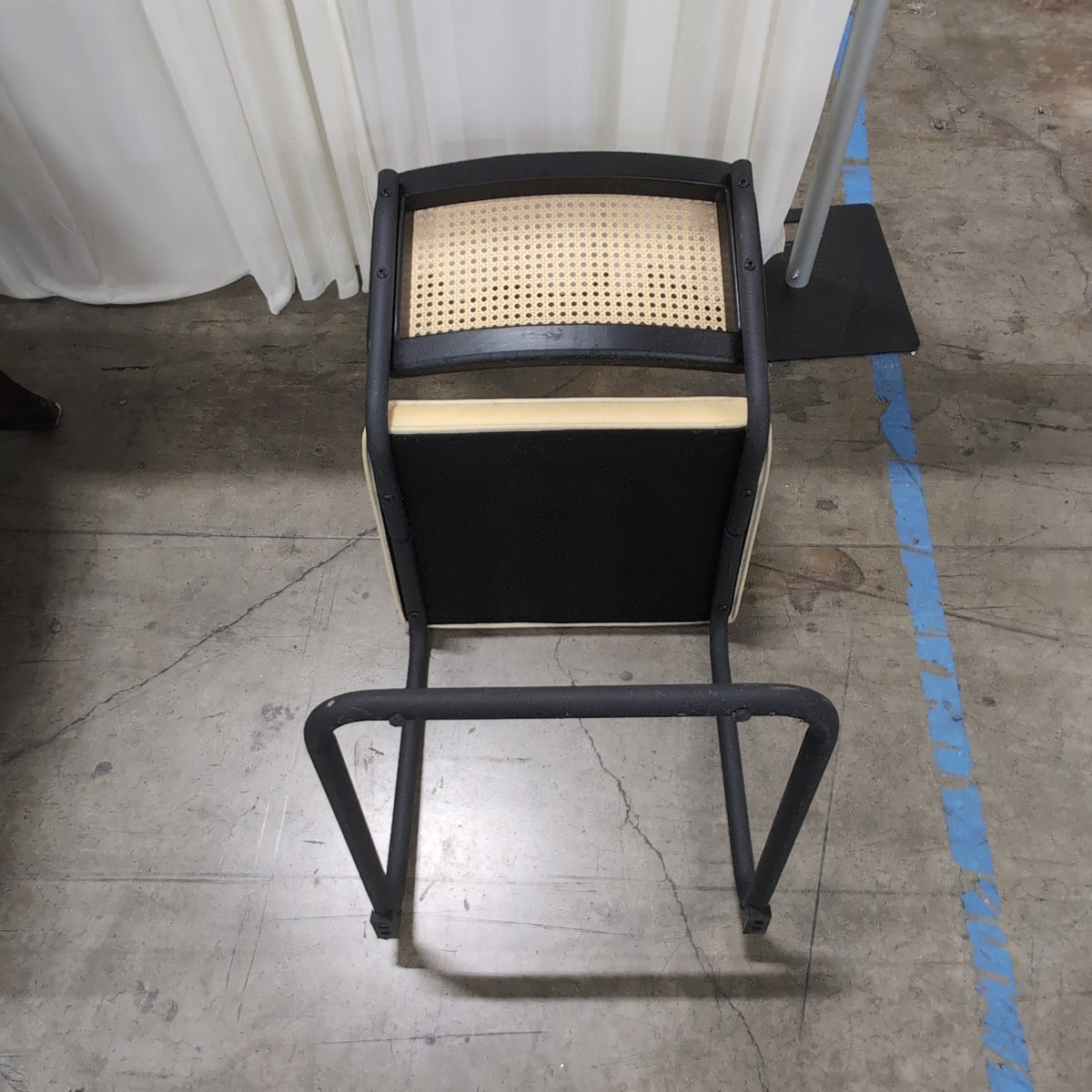 Black Metal Frame Dining Chair with Cane Back