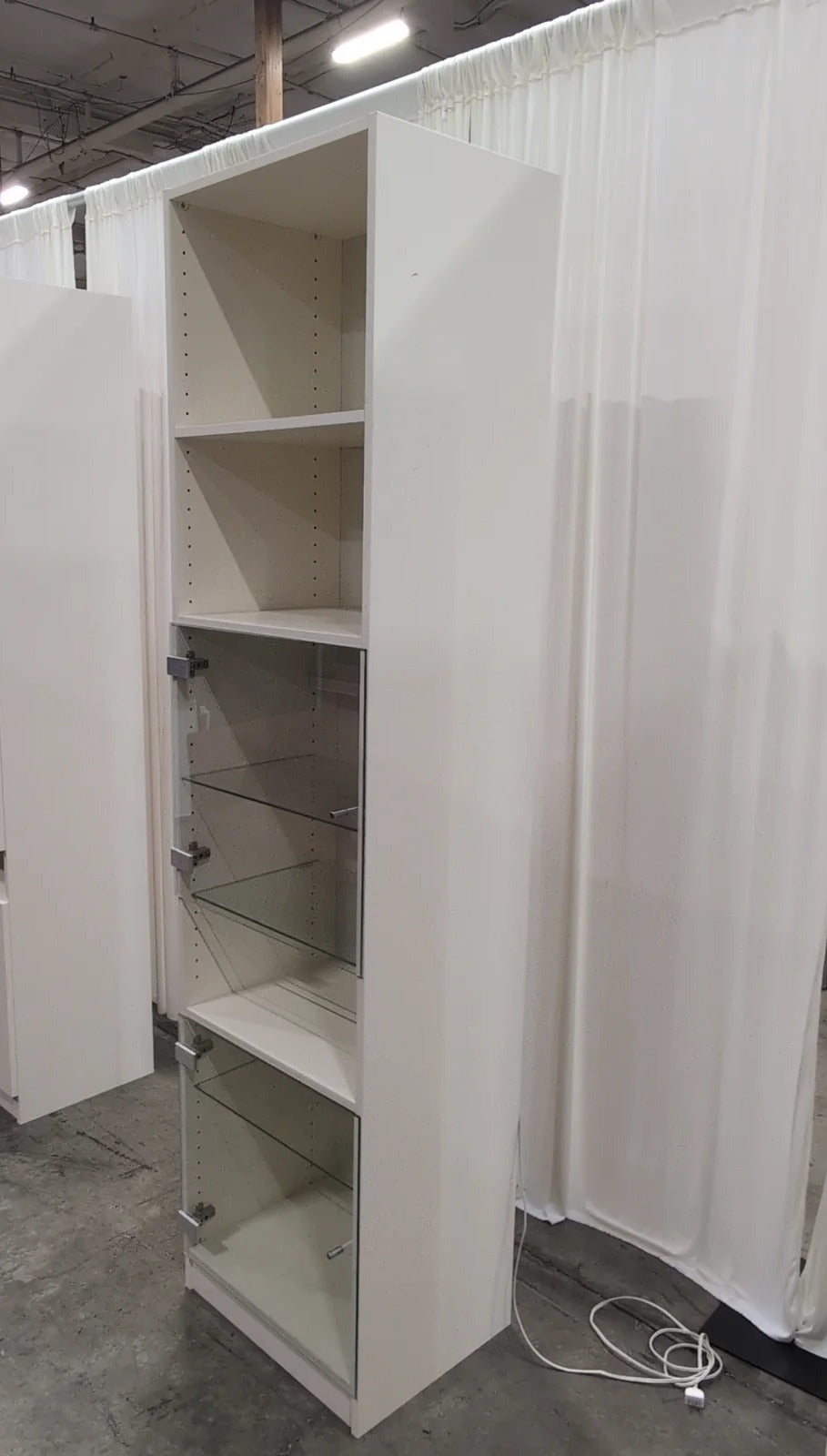 White Tall Bookcase with Glass Doors