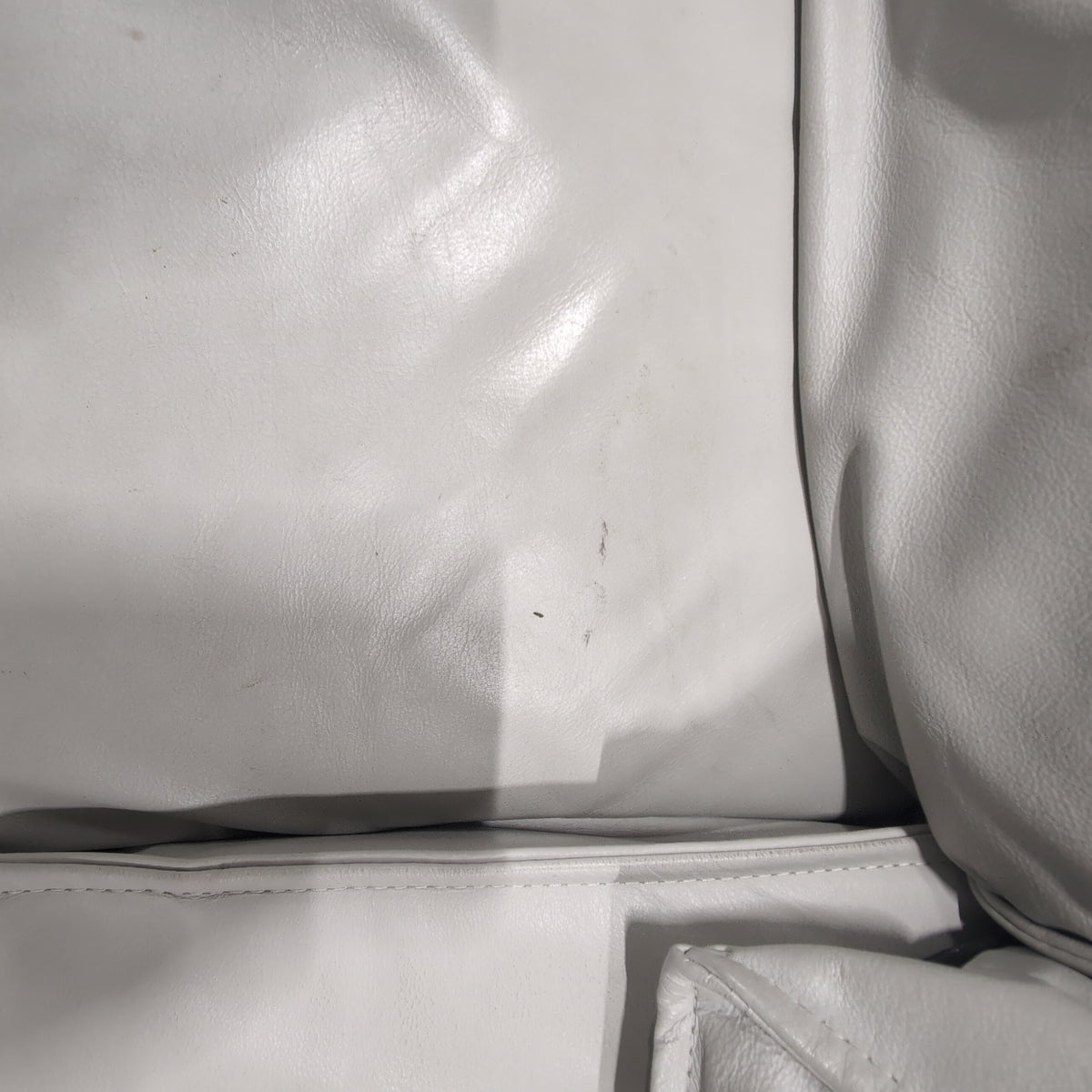 Emerson Leather Plush White Padded Leather Couch
