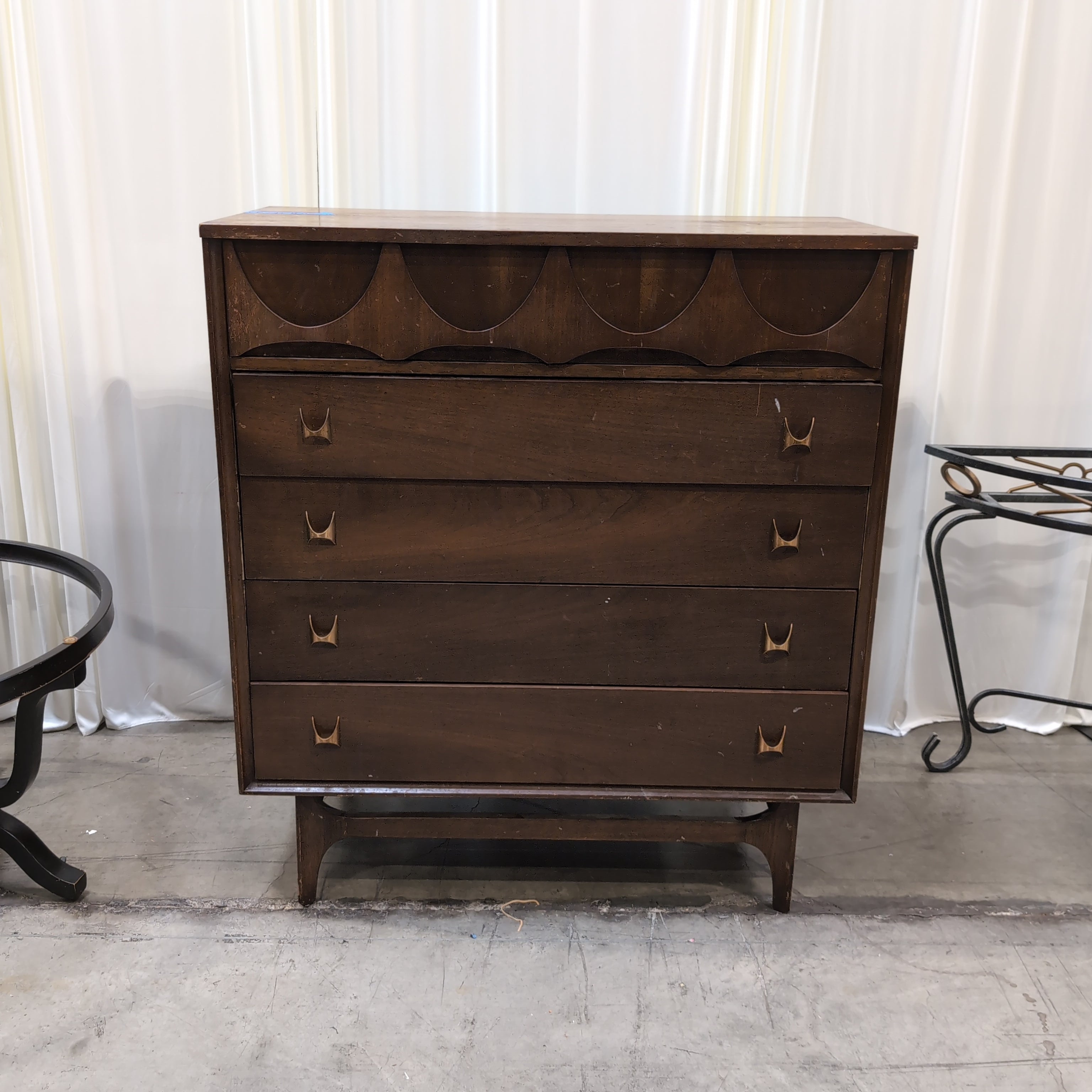 Mid-Century Modern Five-Drawer Dresser in Dark Wood