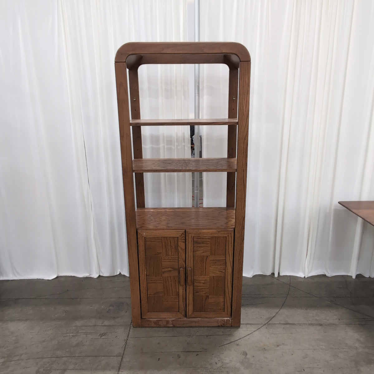 Rounded Top Wood Bookcase with Cabinet Storage
