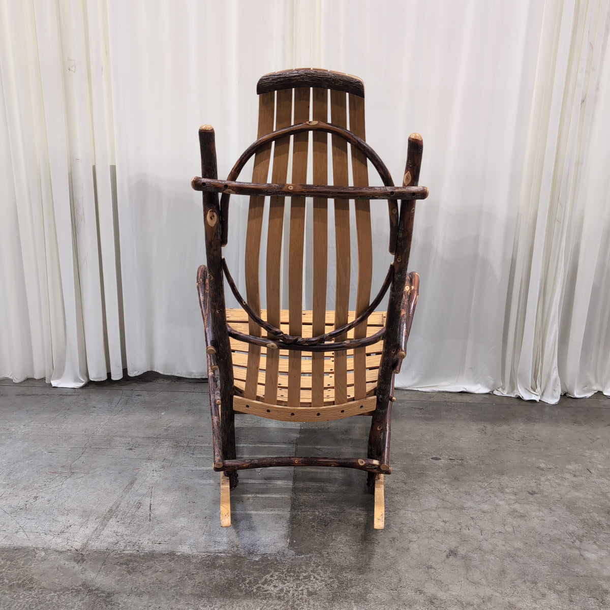 Rustic Bentwood Slatted Wood Rocking Chair