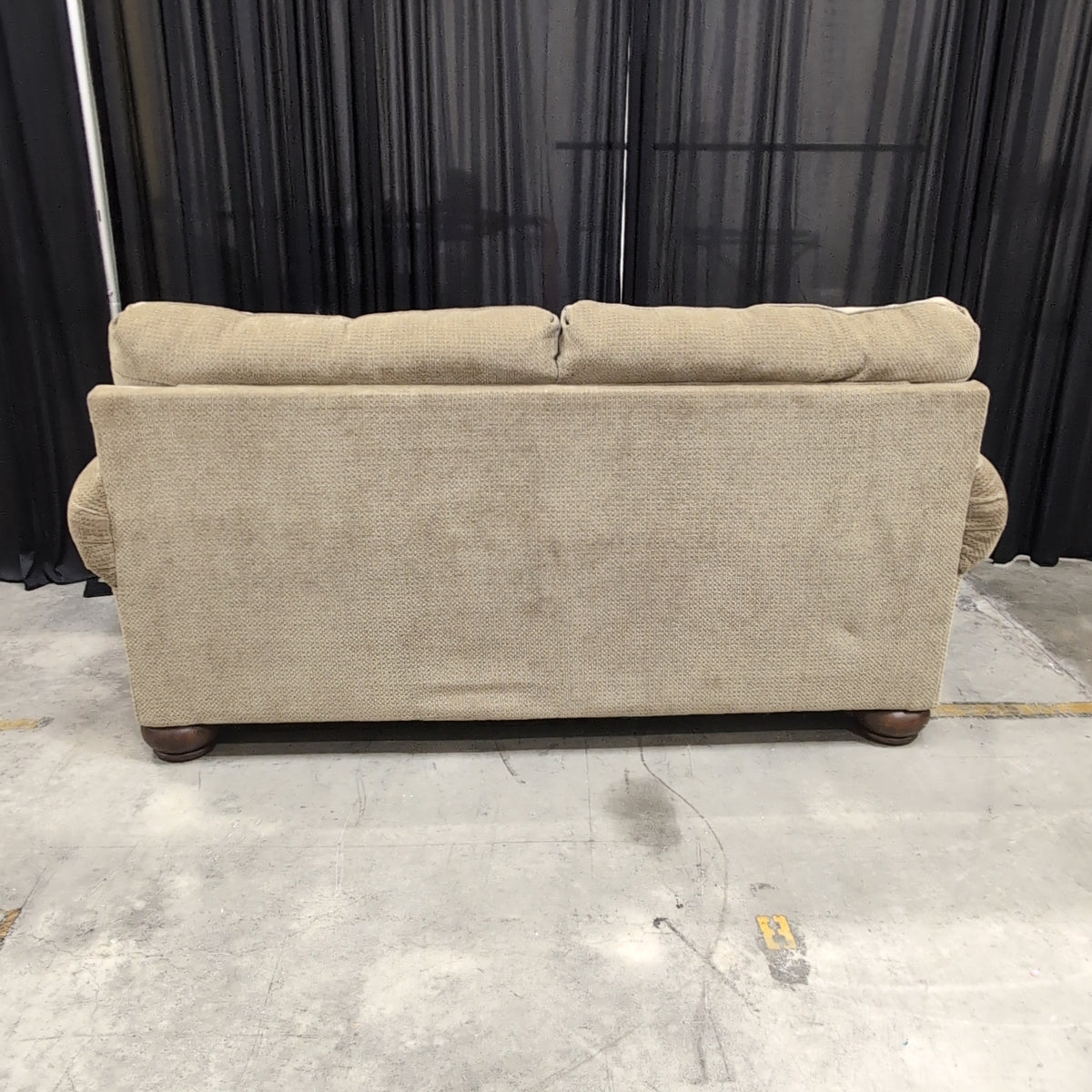 Sage Green Rolled Arm Loveseat in Textured Fabric