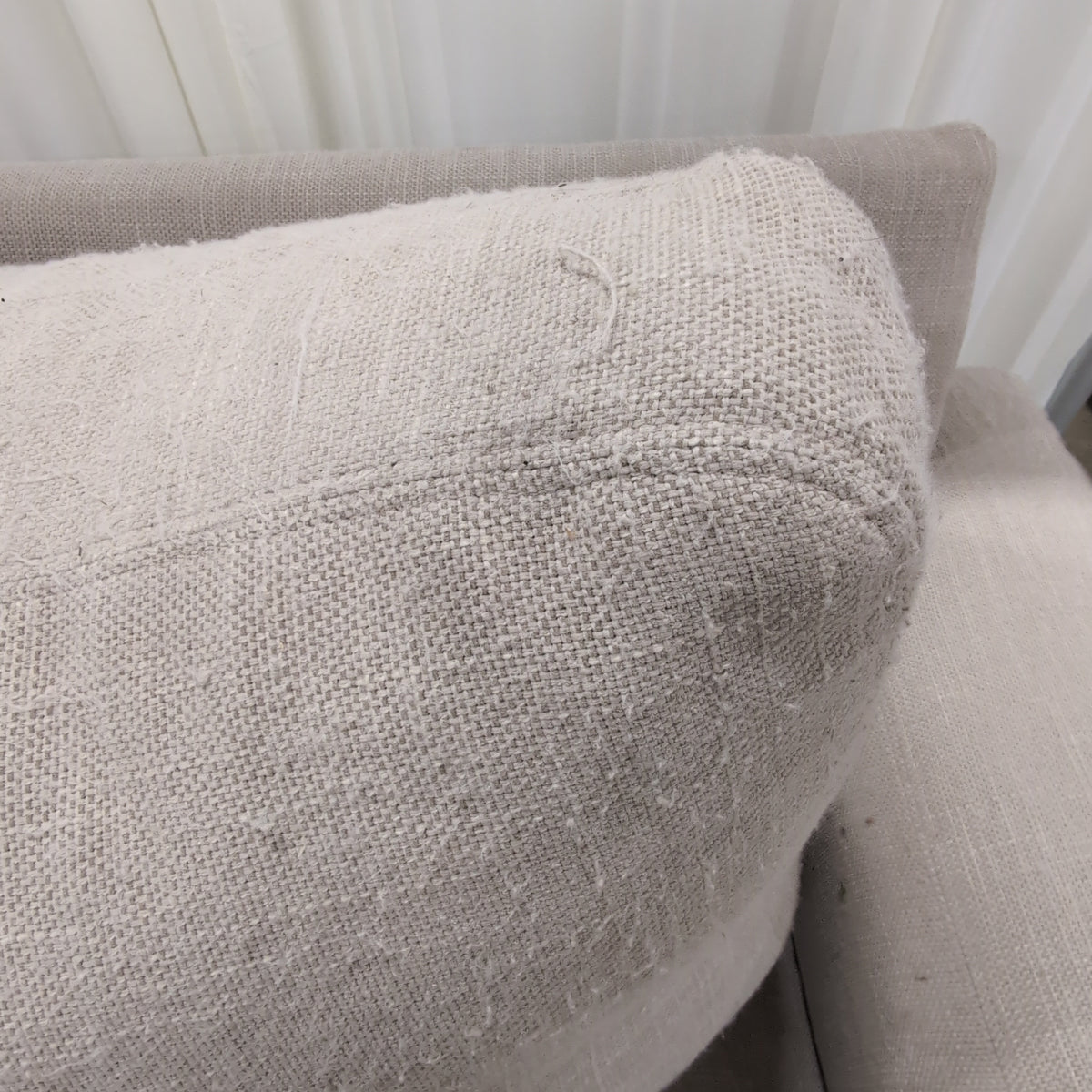 Modern Light Beige Fabric Two-Cushion Couch