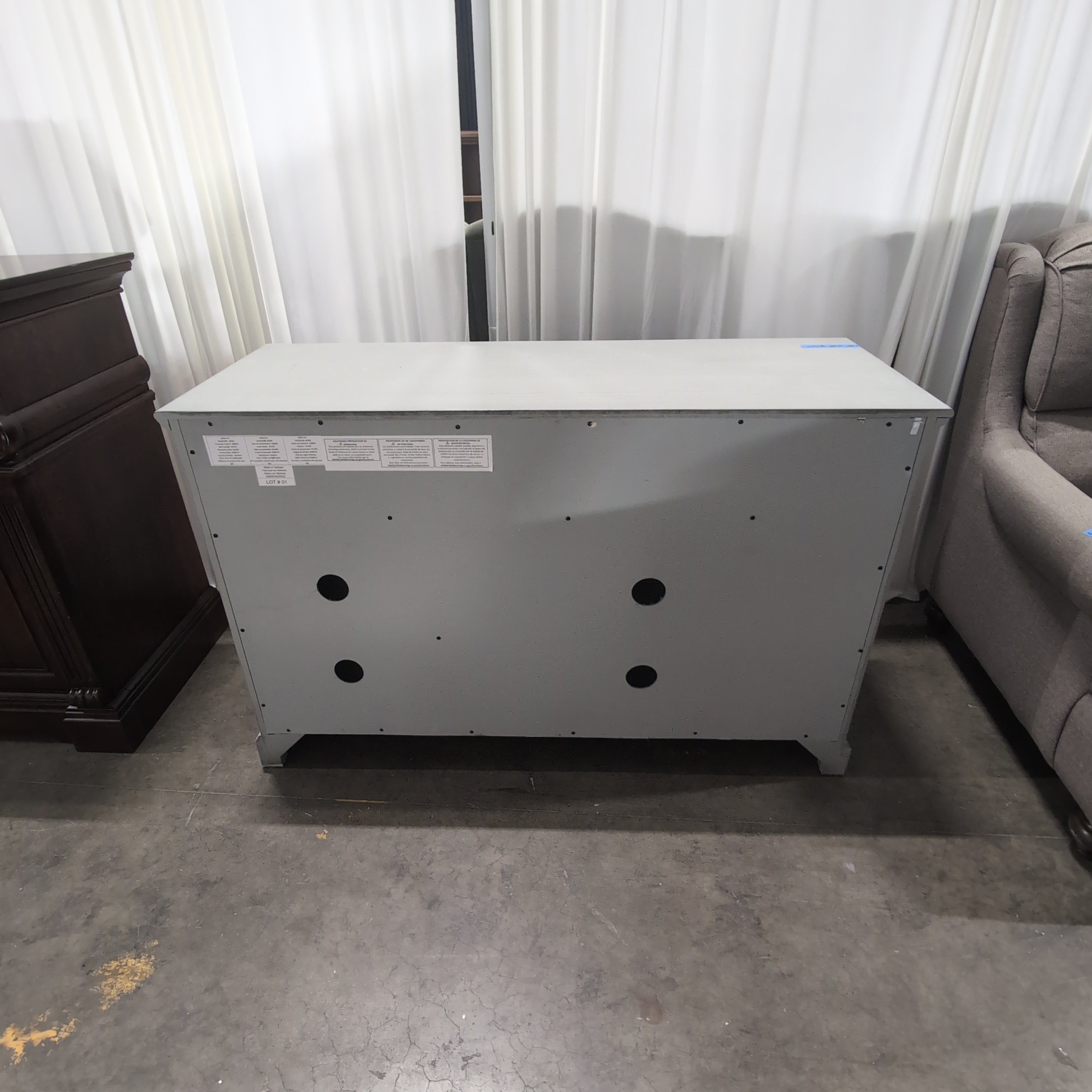 Royale USA Grey Wood Buffet with Geometric Glass Doors