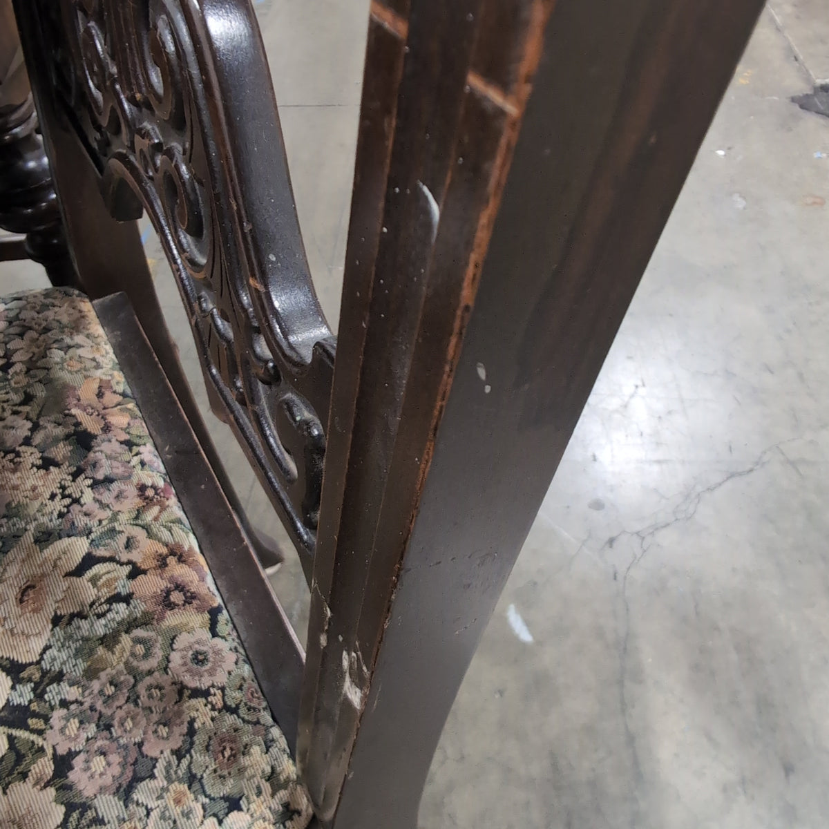 Traditional Dark Wood Dining Table with Upholstered Chairs