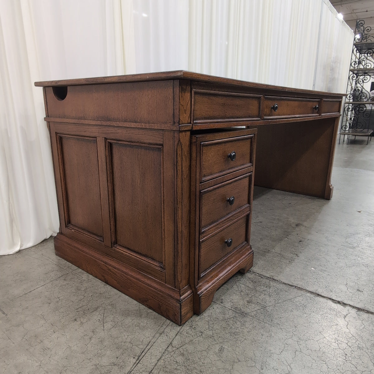 Oak Tone Paneled Storage Cabinet
