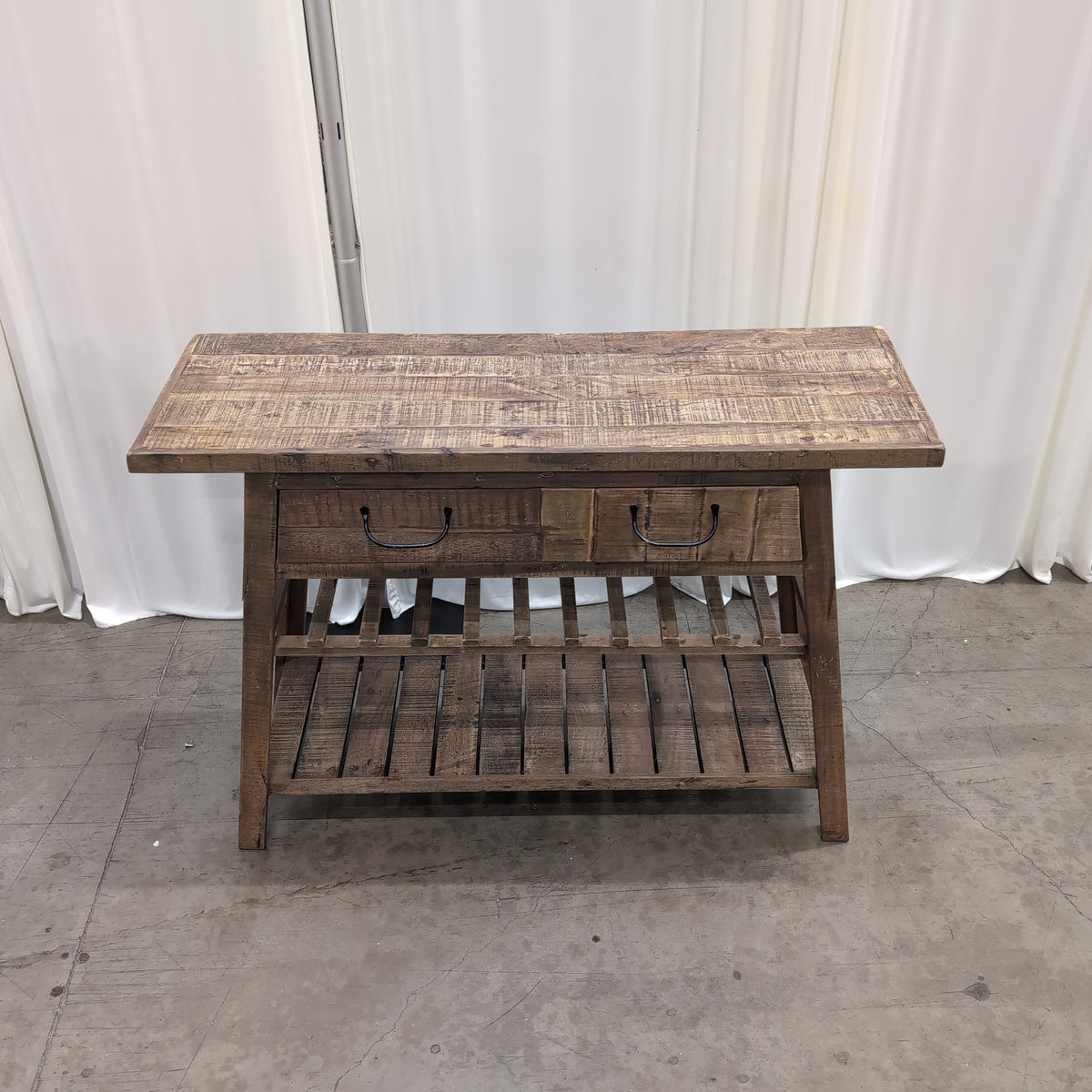 Rustic Wood Buffet with Wine Rack Storage