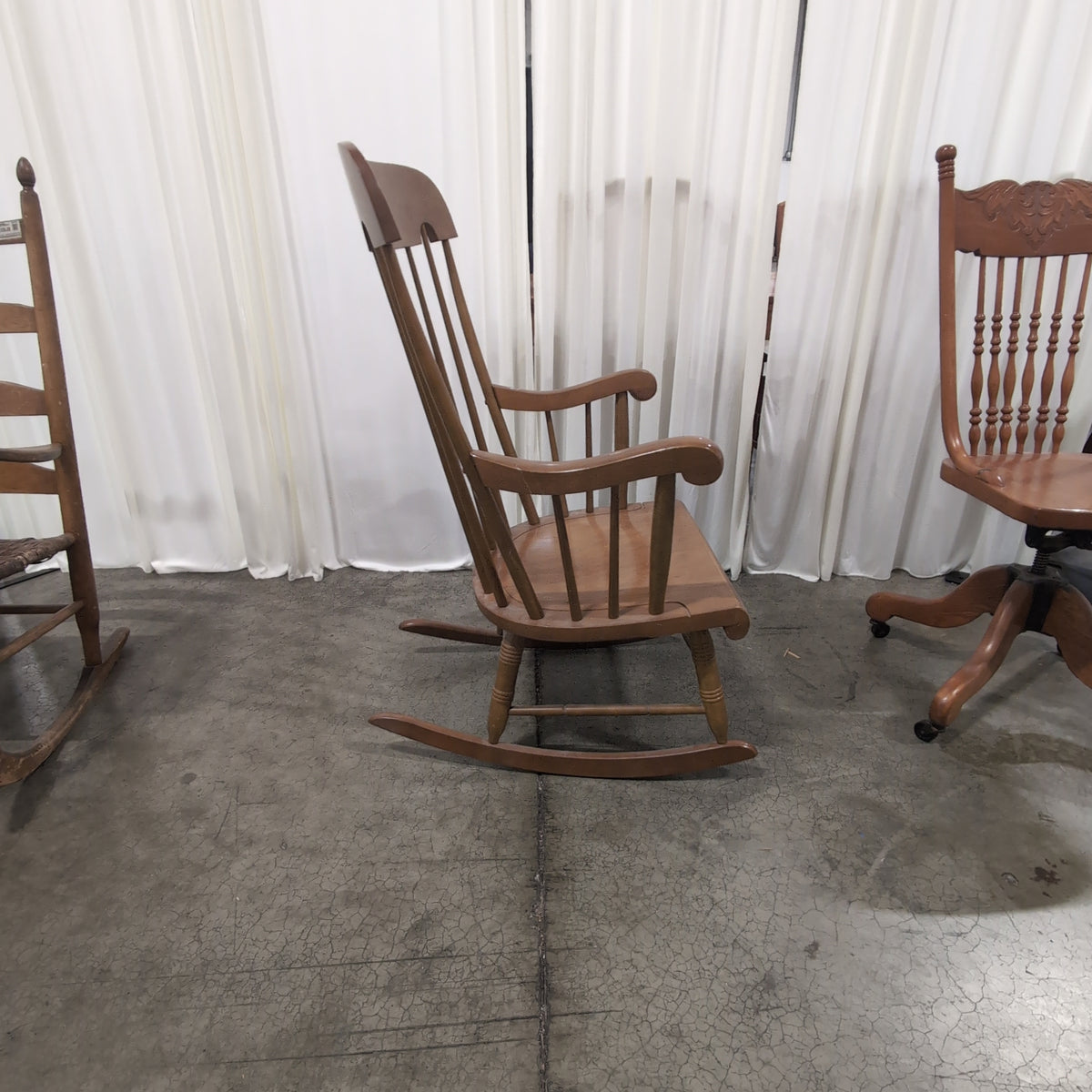 Authentic Furniture Products Traditional Spindle Back Rocking Chair in Brown Wood