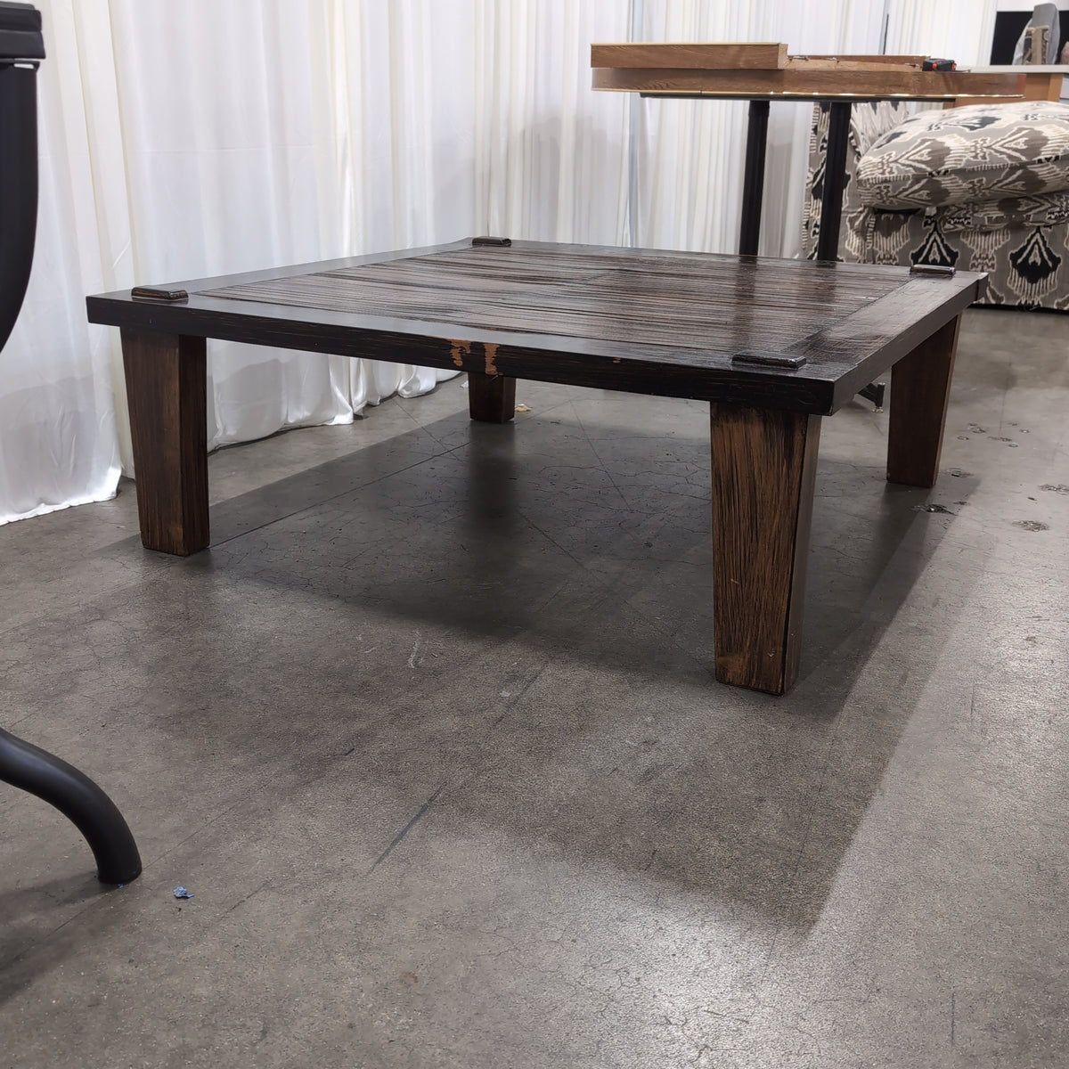 Dark Stained Hardwood Plank Dining Table