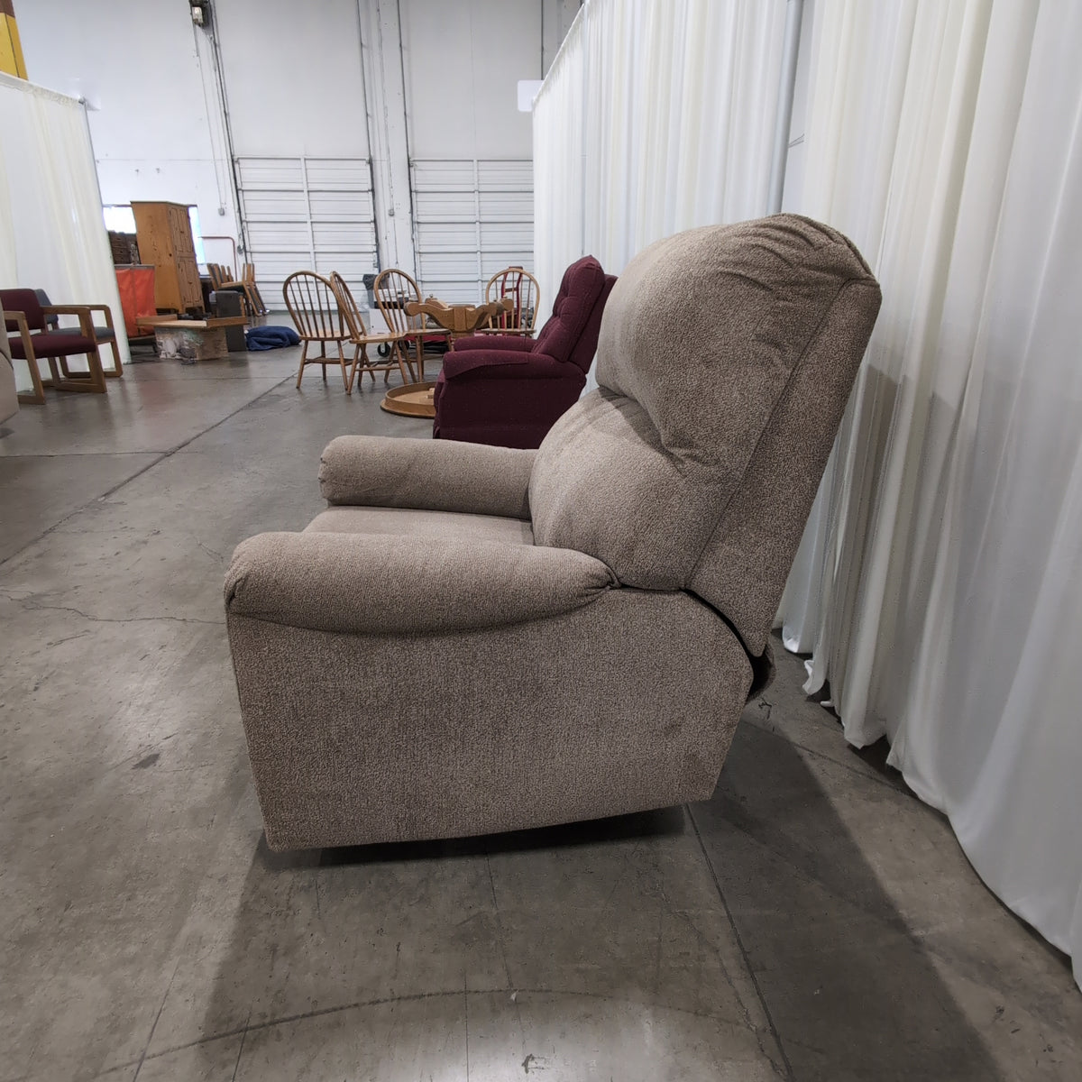 Plush Tan Fabric Recliner