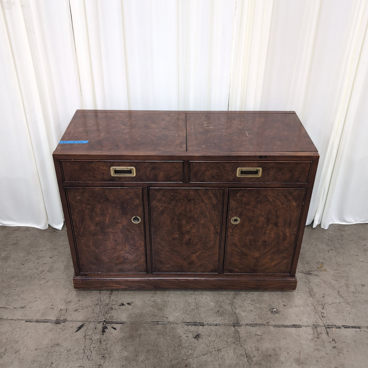 Dark Burl Wood Buffet with Brass Hardware