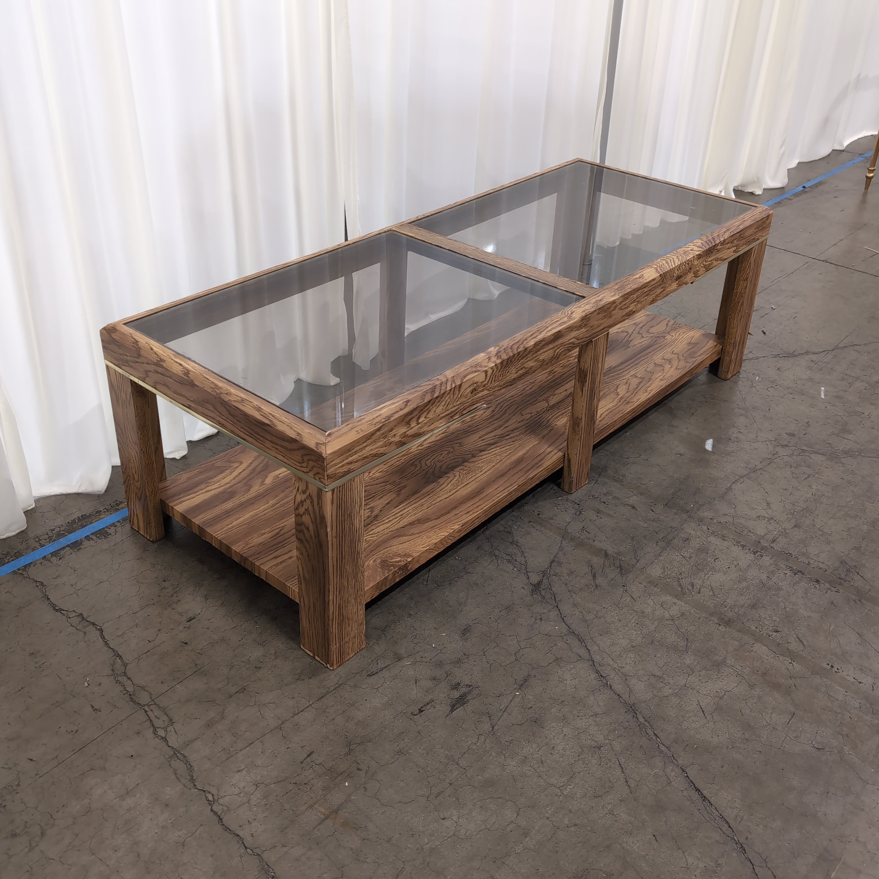 Rectangular Wood Coffee Table with Glass Top