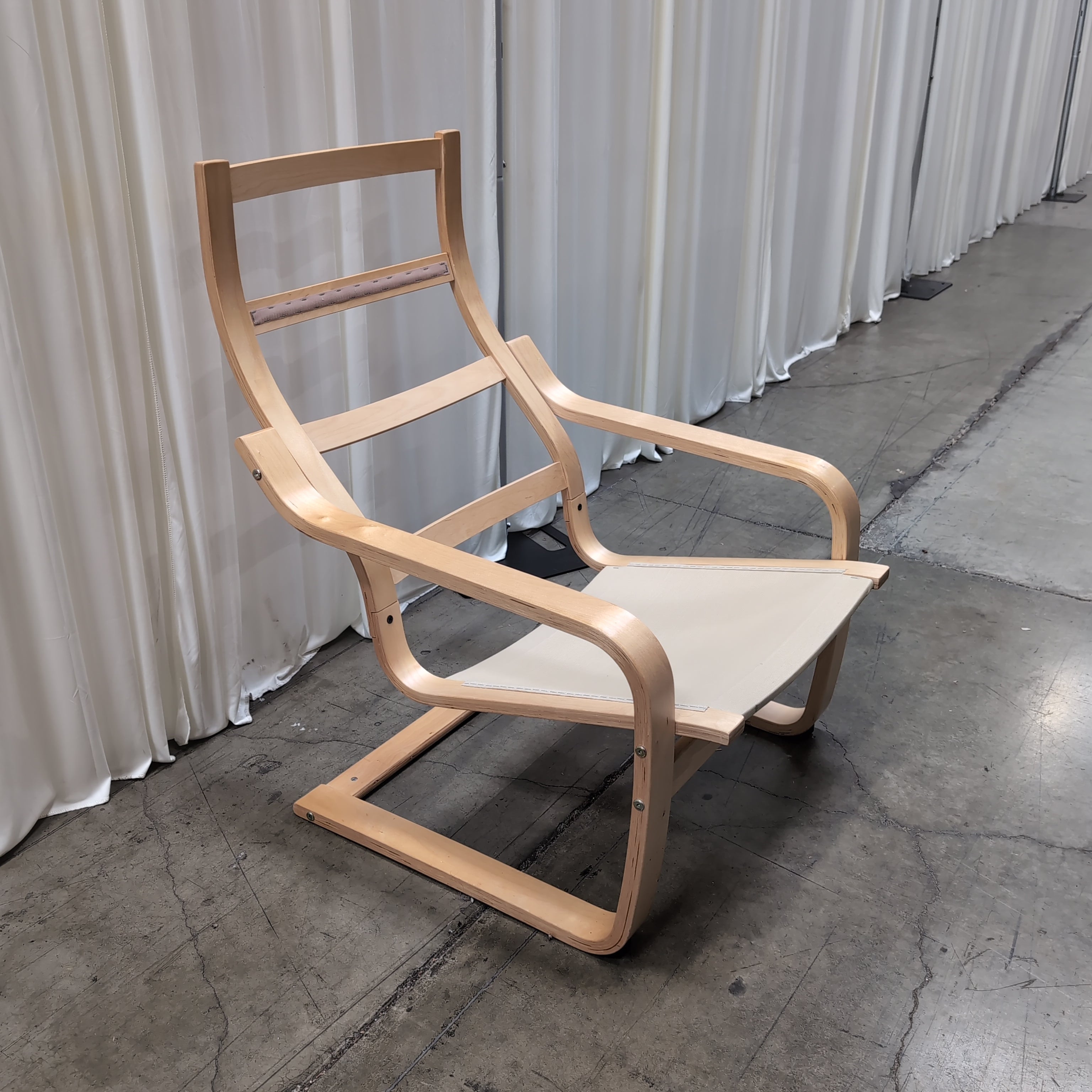 Modern Bentwood Lounge Chair with Fabric Seat