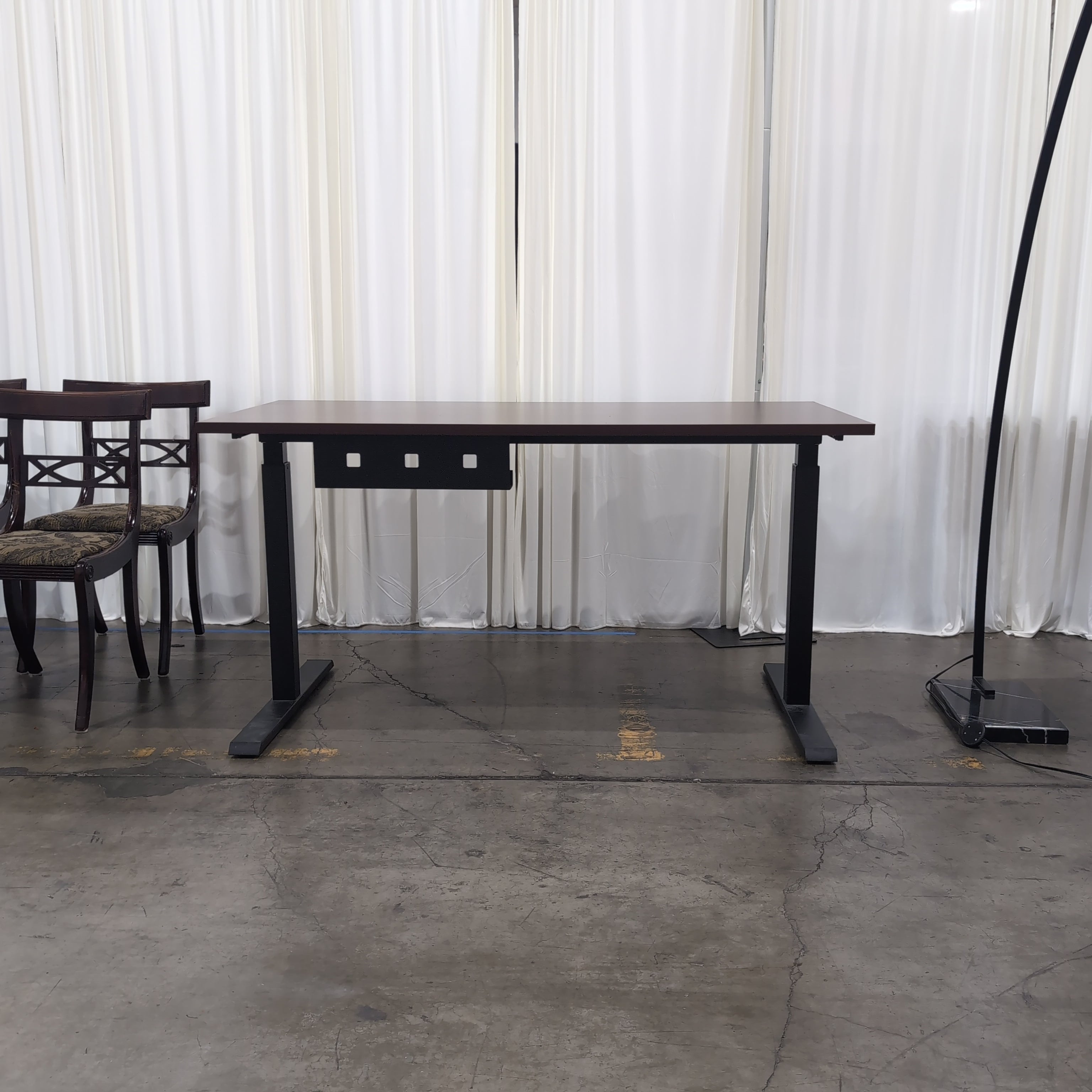 Dark Brown Laminate Adjustable Height Desk