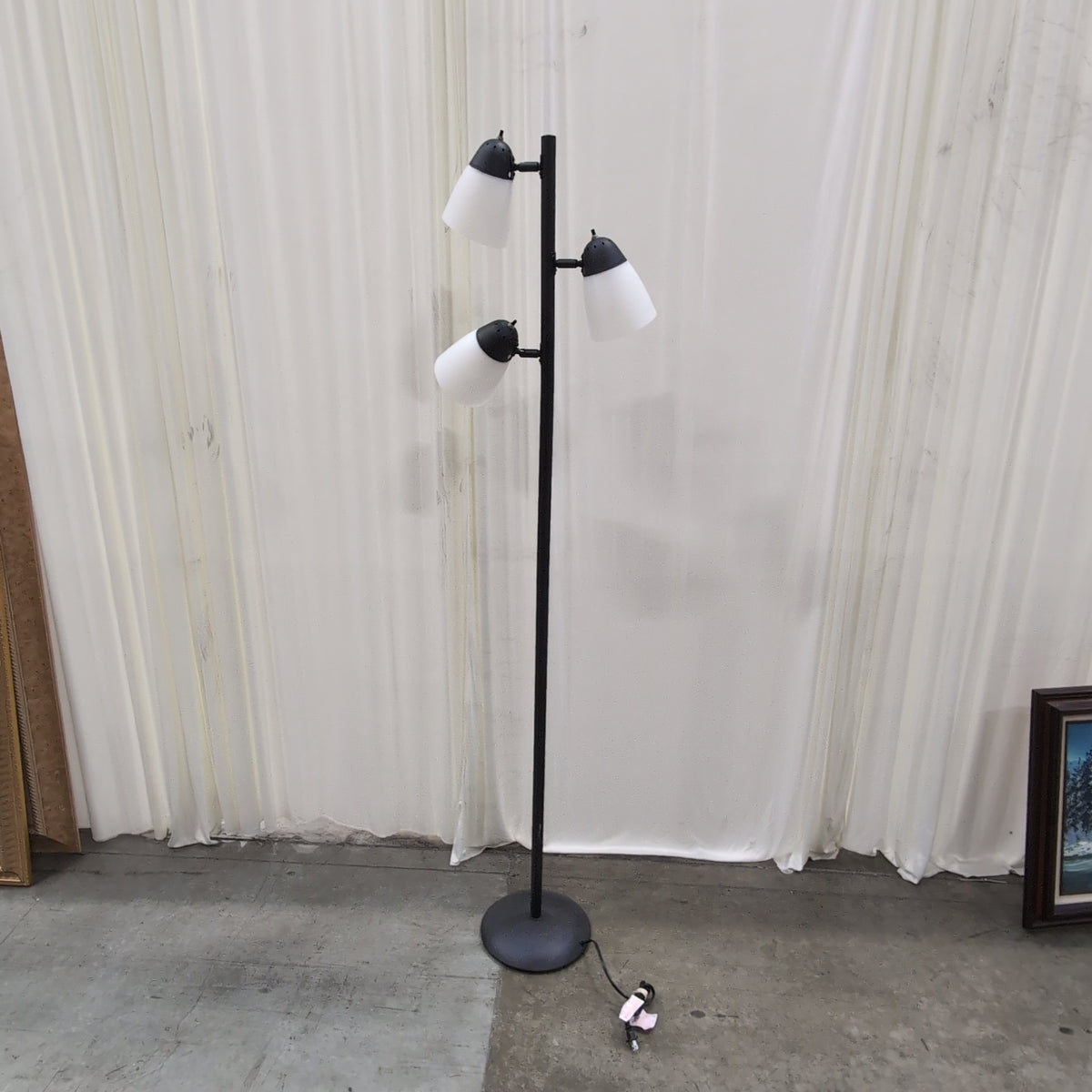 Black Metal Adjustable Floor Lamp with Three Lights