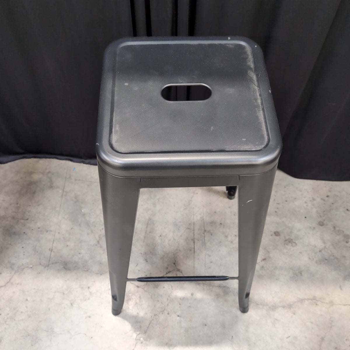 Stackable Black Metal Industrial Style Stool