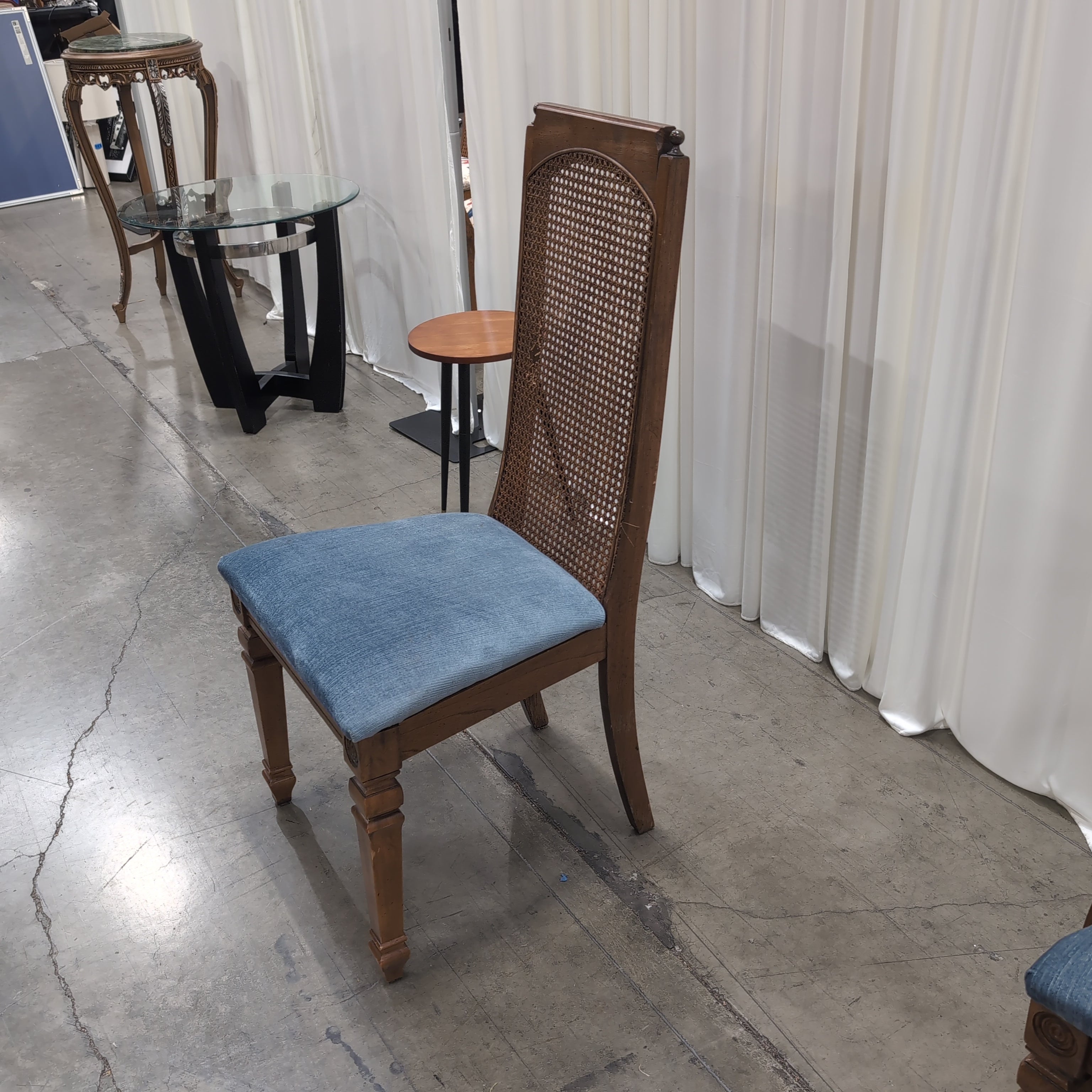 French Provincial Style Wood Dining Chair with Cane Back