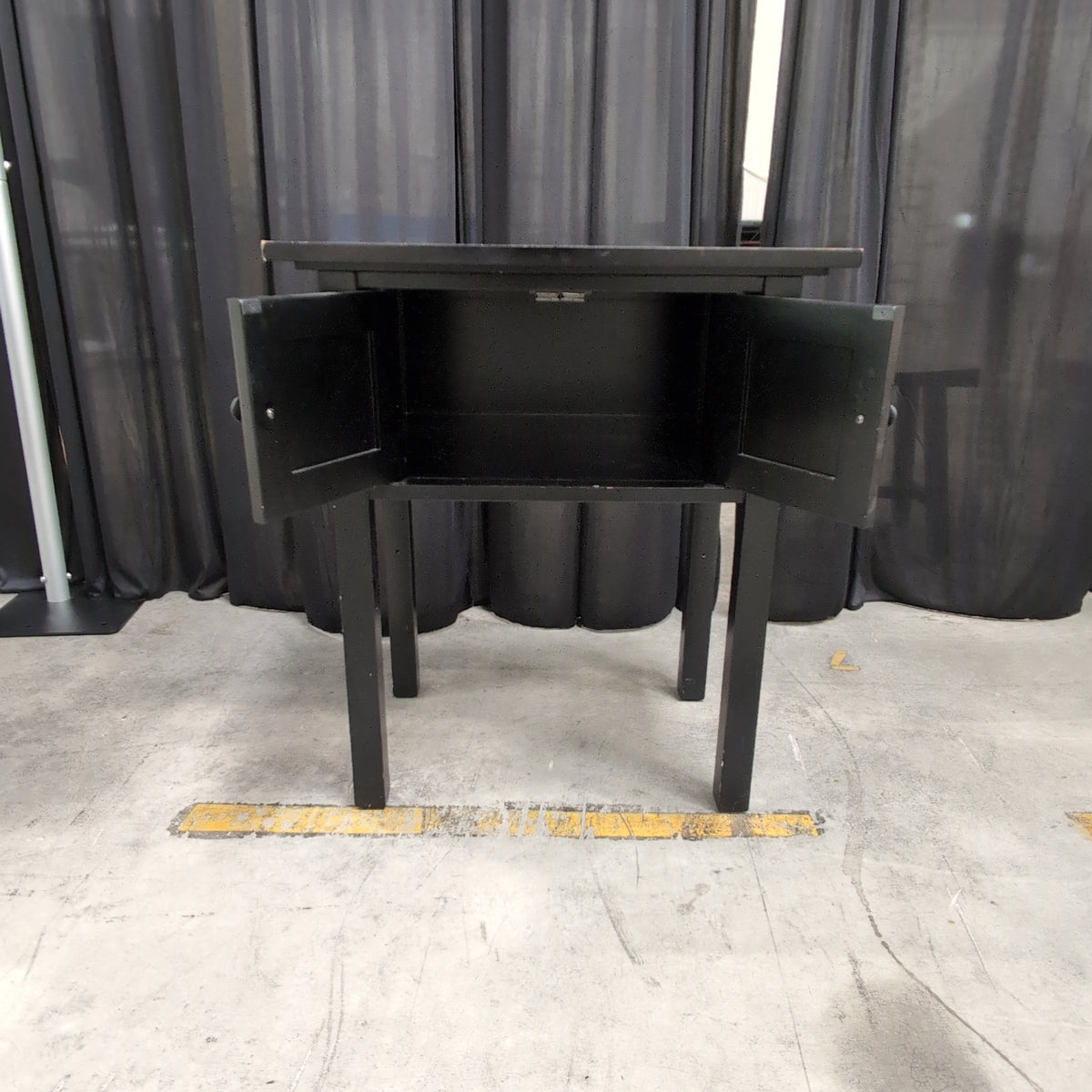 Black Finish Wood End Table with a Single Drawer