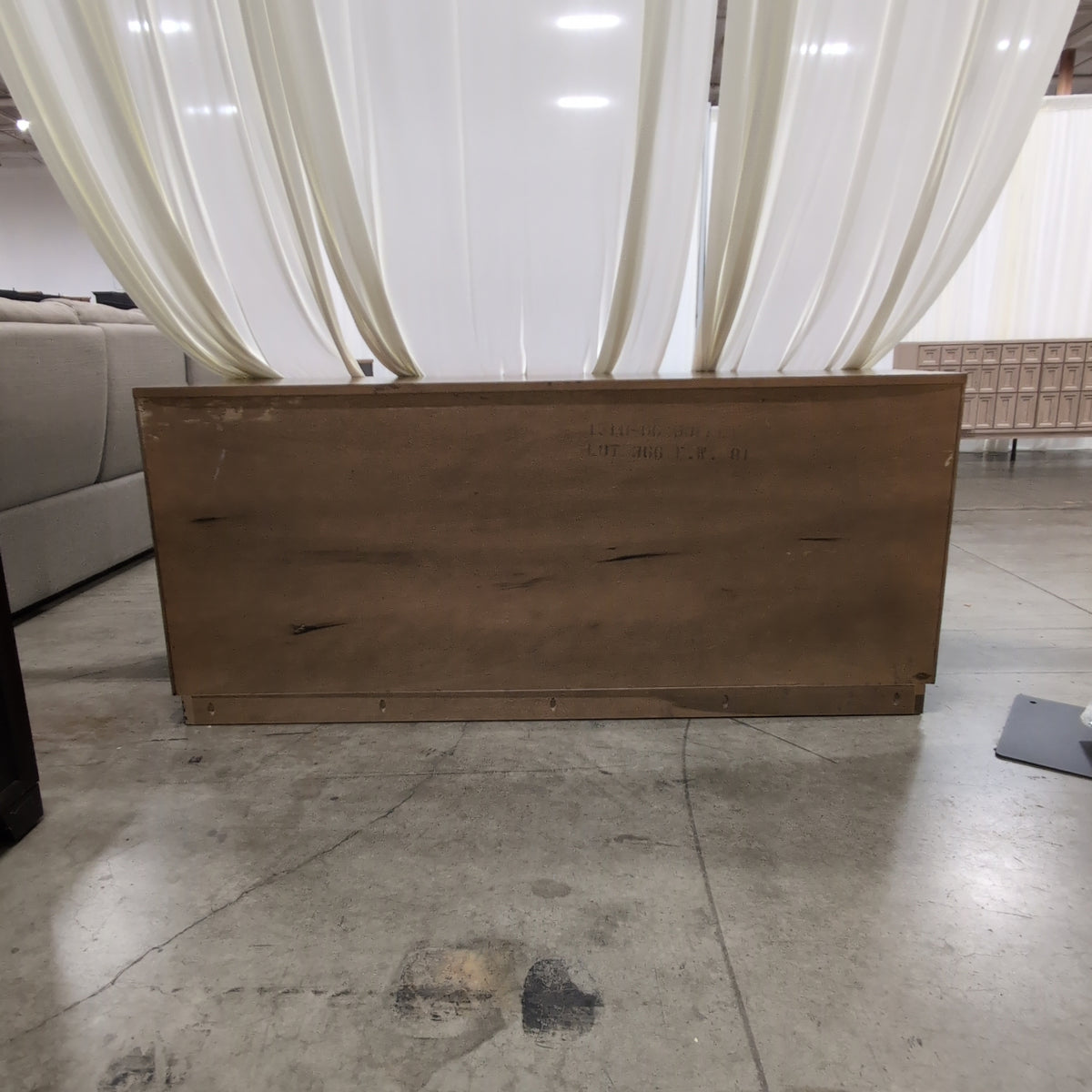 Warm Brown Burl Wood Buffet with Brass Accents