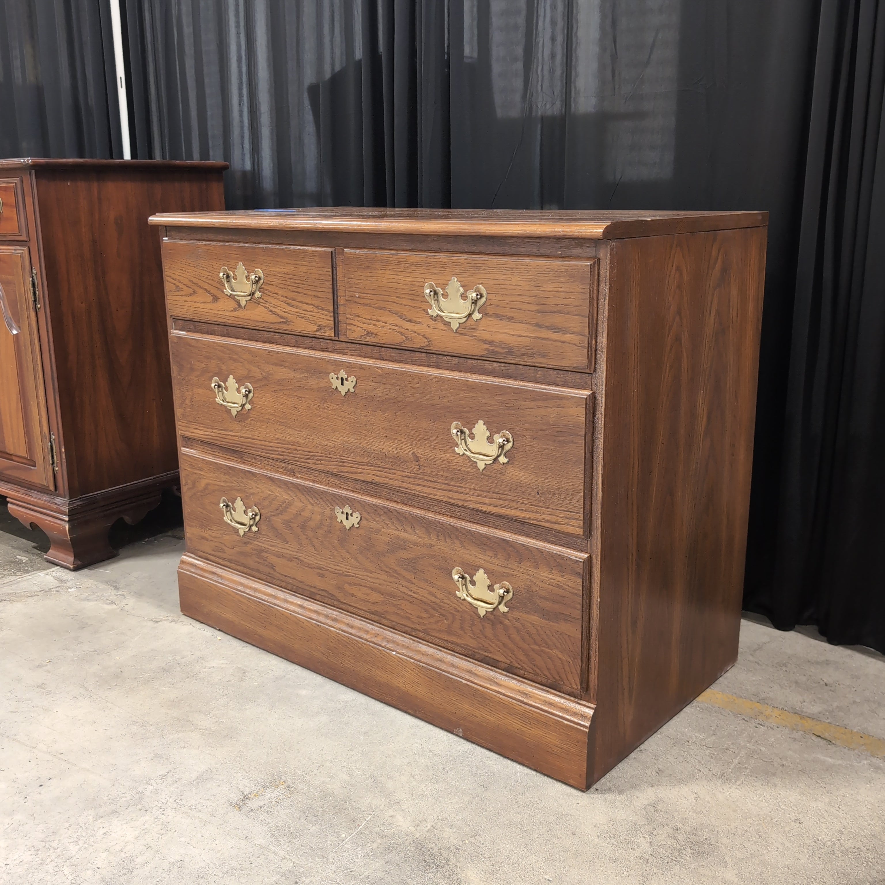 Medium Brown Wood TV Stand with Cabinet Doors