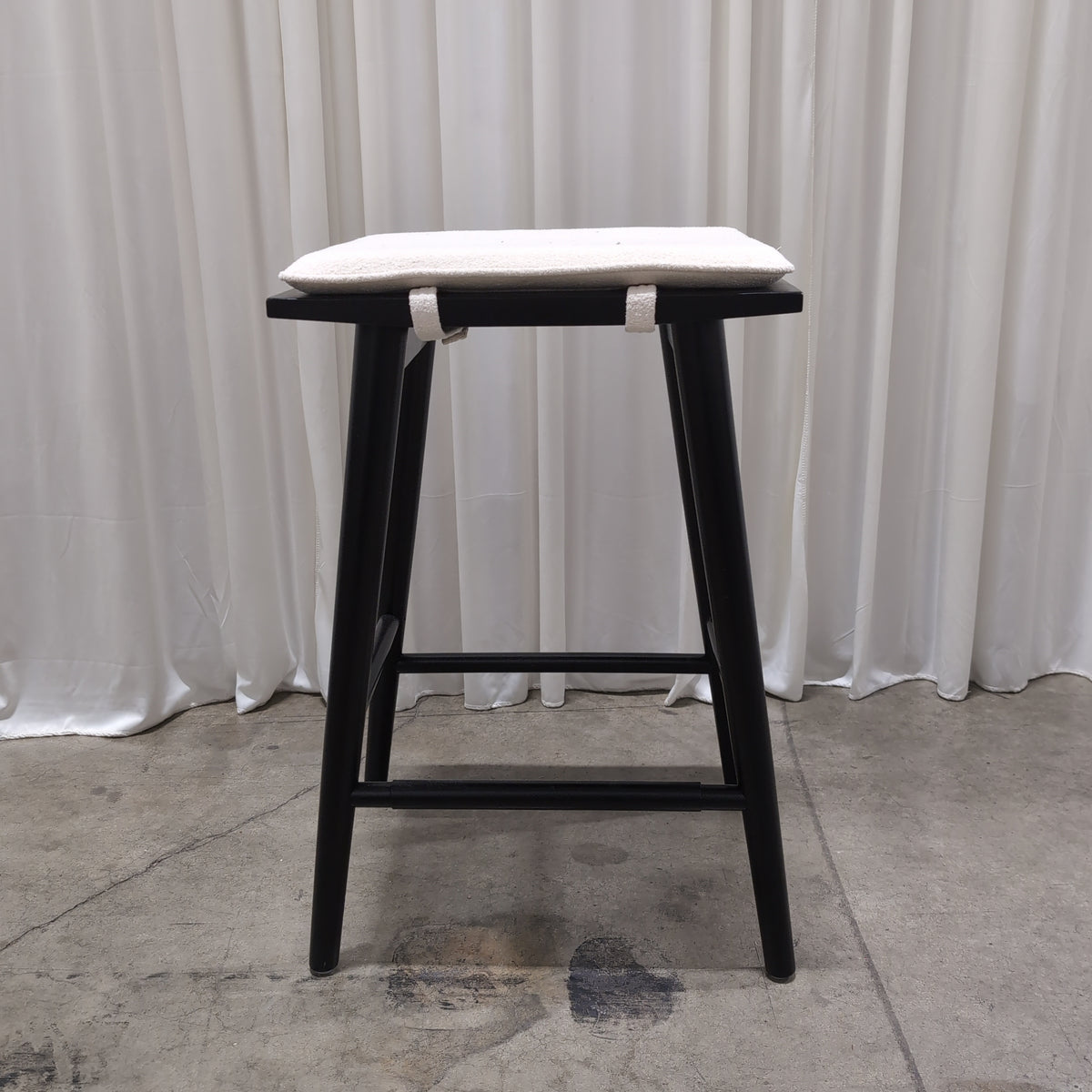 Black Frame Padded Square Seat Stool