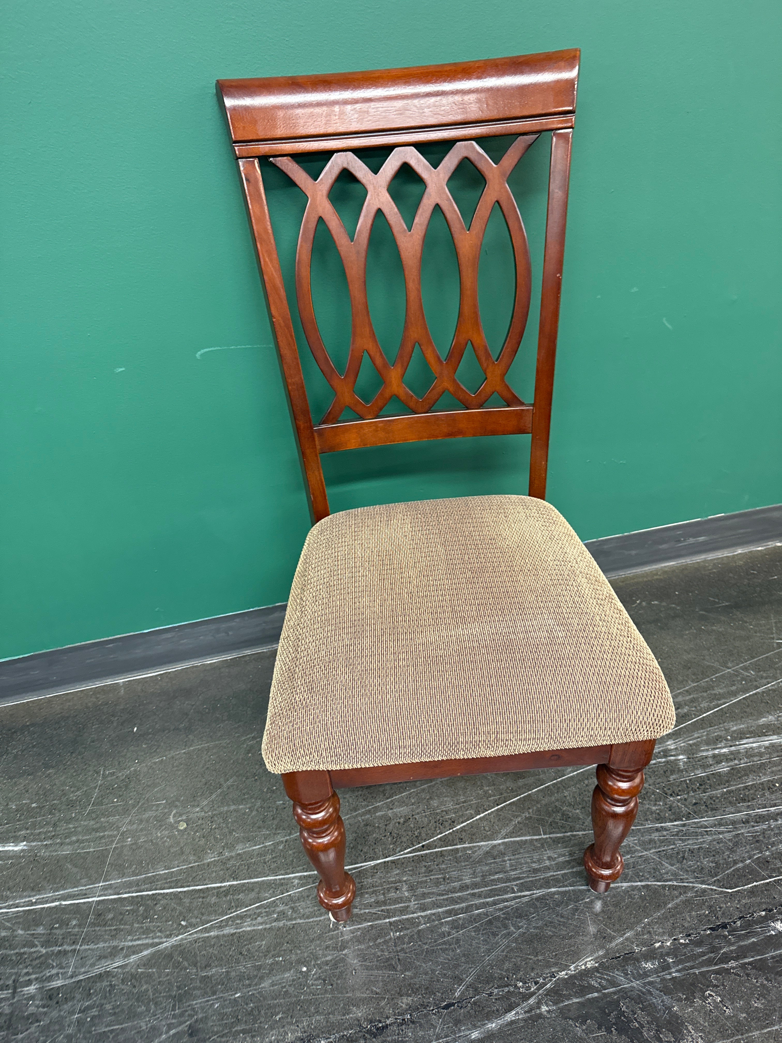 Wood And Fabric Seat Dining Room Chair