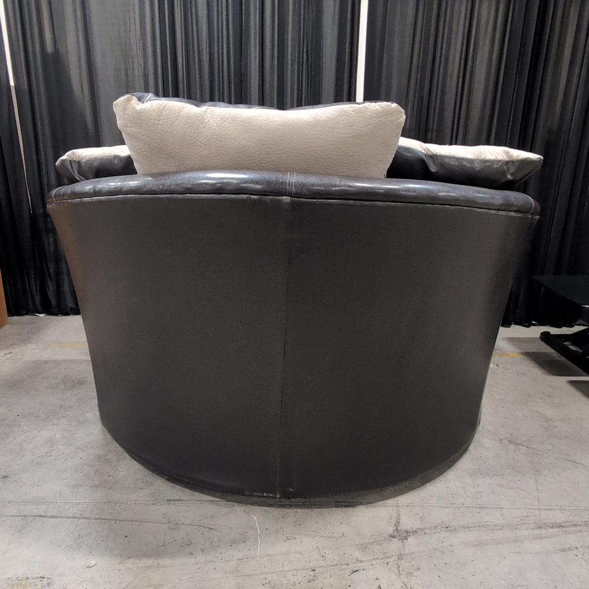 Dark Brown and Beige Oversized Round Chair