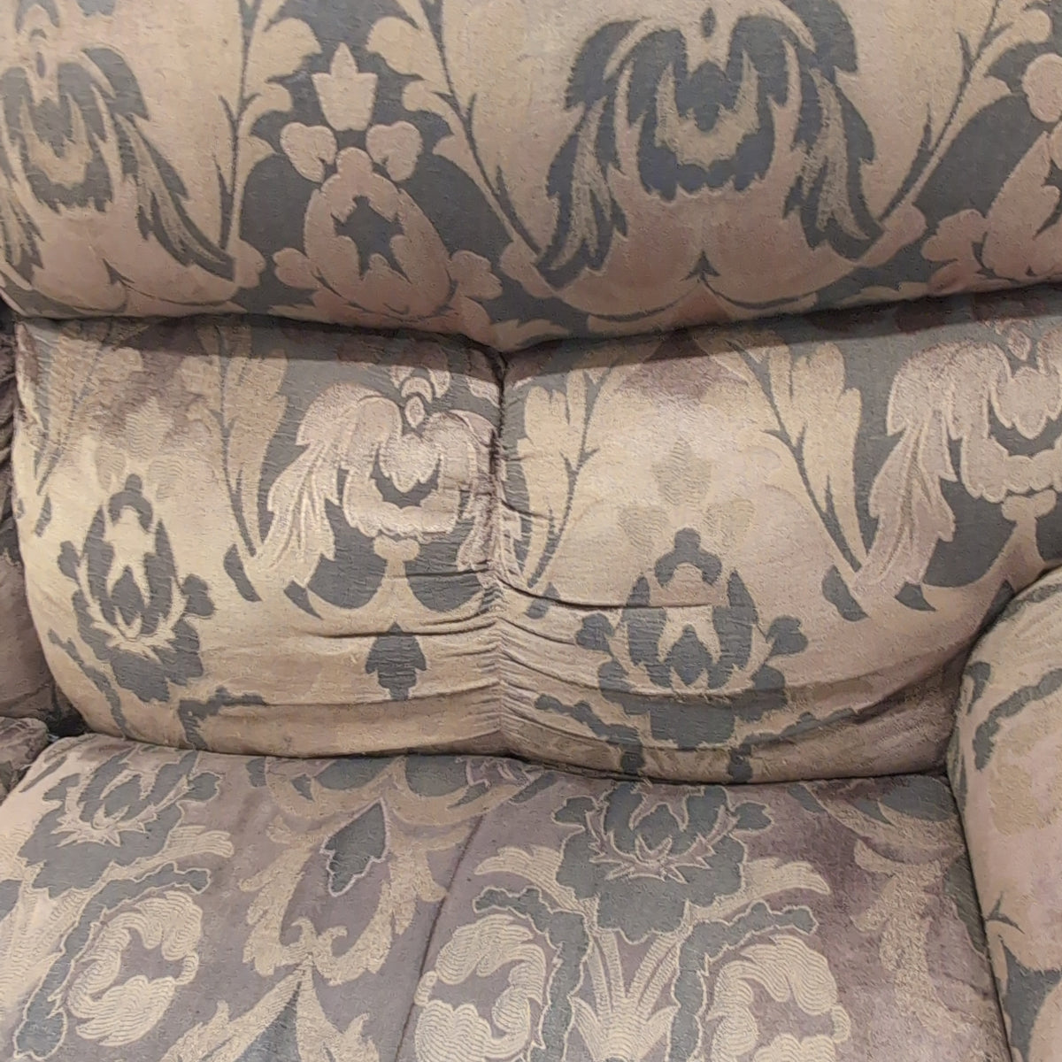 Traditional Brown Floral Upholstered Couch
