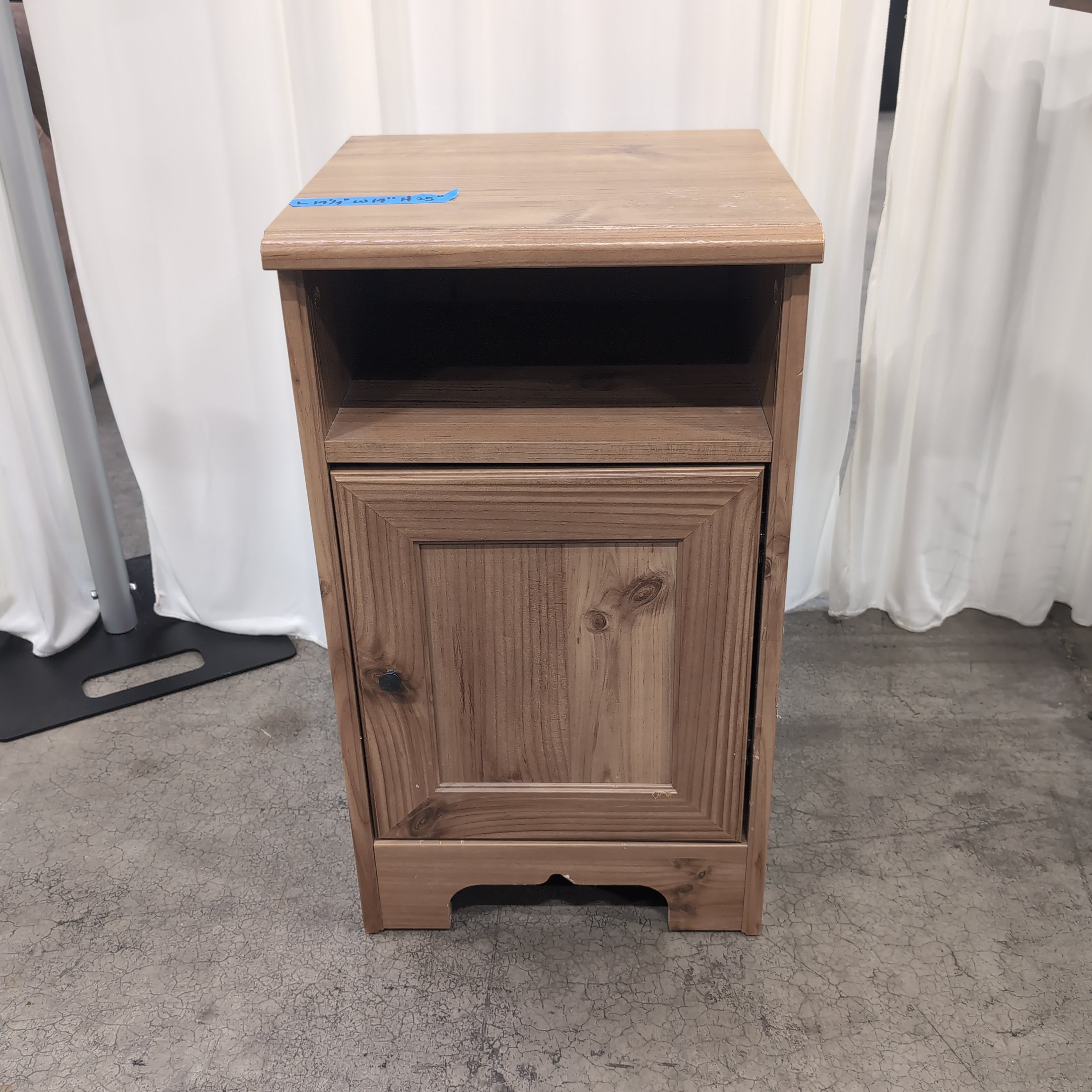 Natural Wood Single-Door Nightstand with Molded Top