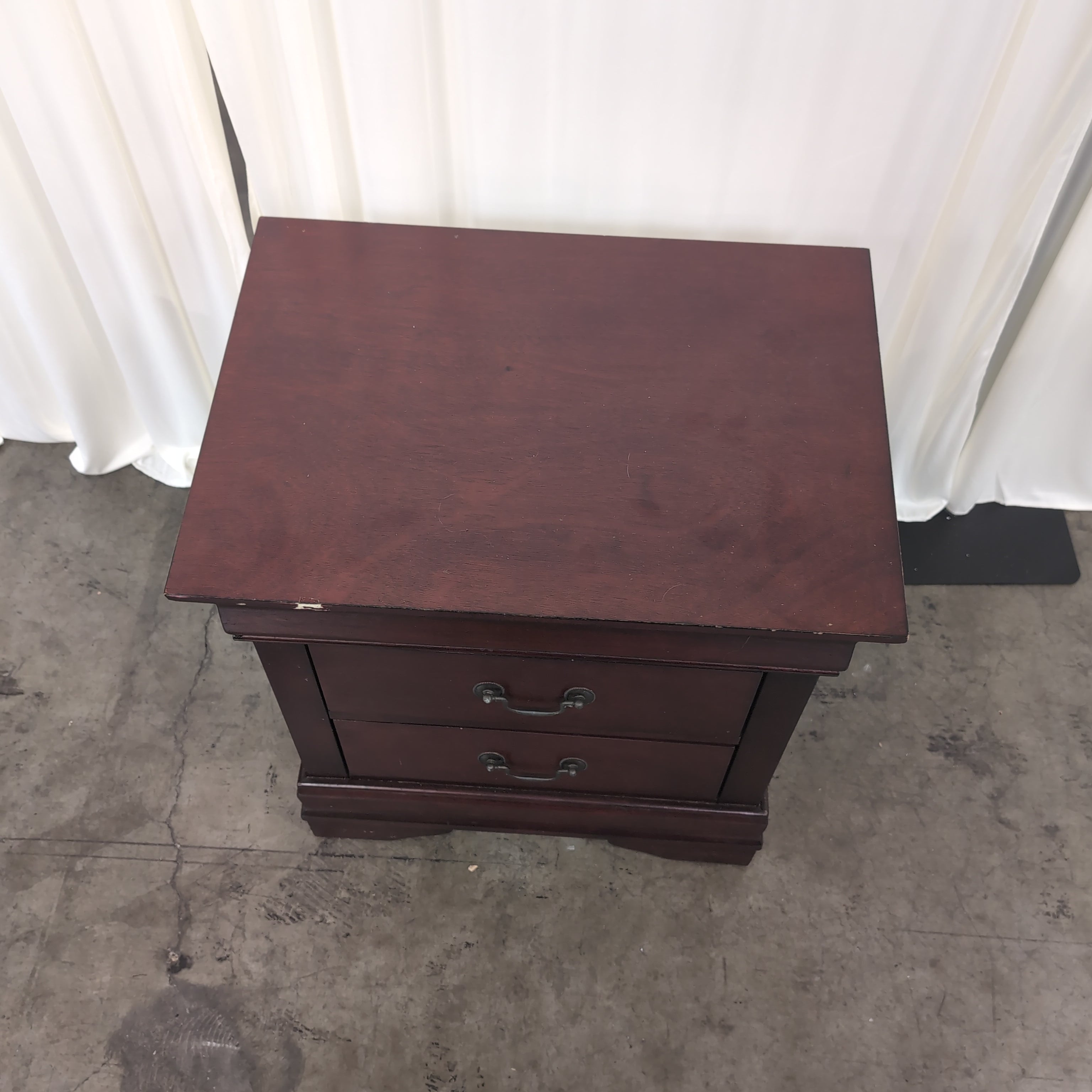 Cherry Stained Hardwood Two-Drawer Nightstand