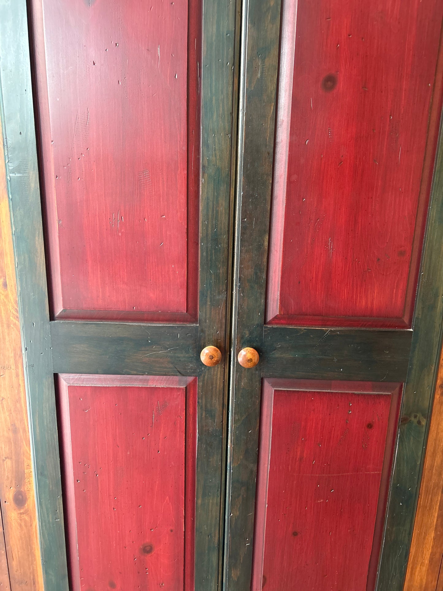 Red and Green Media Cupboard