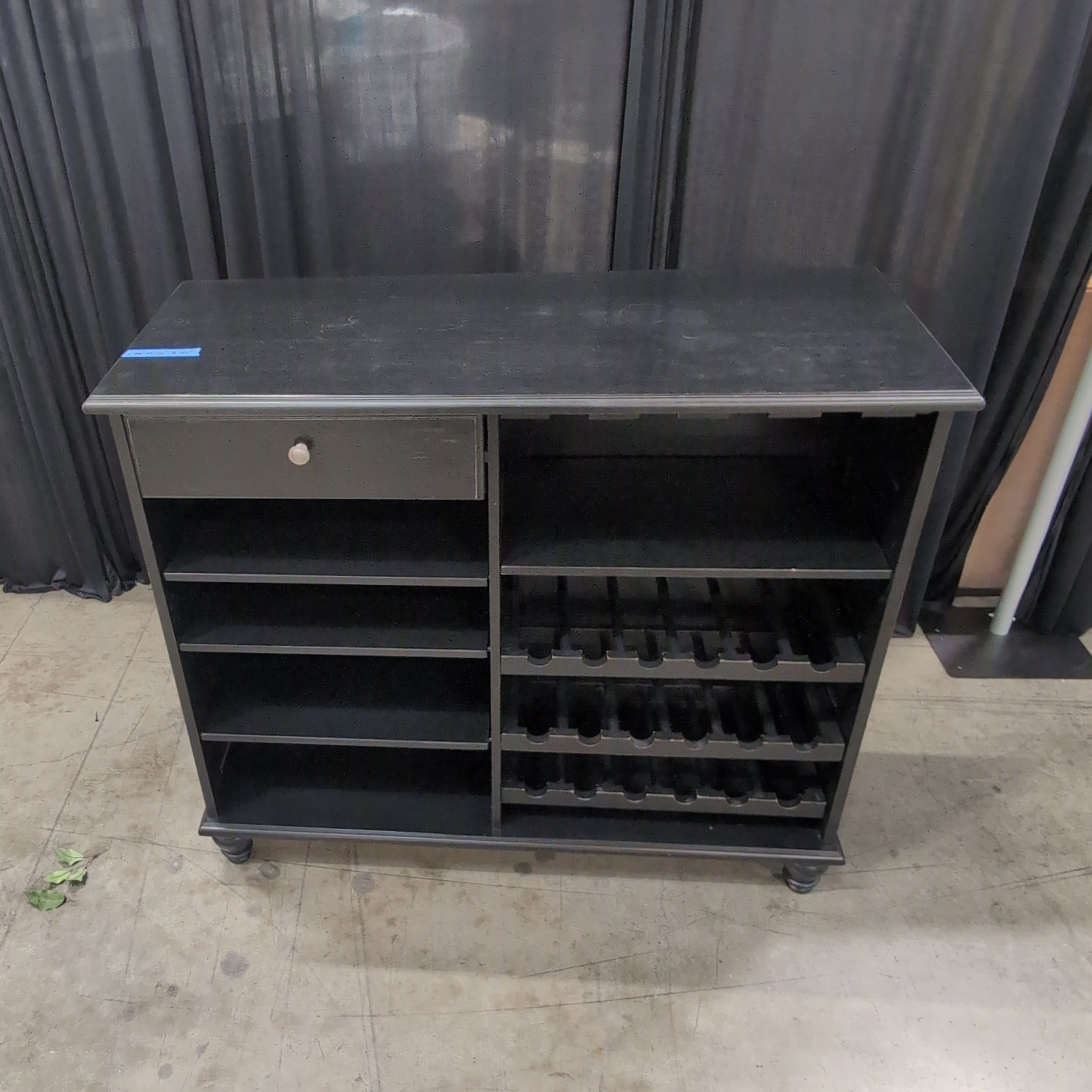 Black Wood Bar Cabinet with Wine Storage