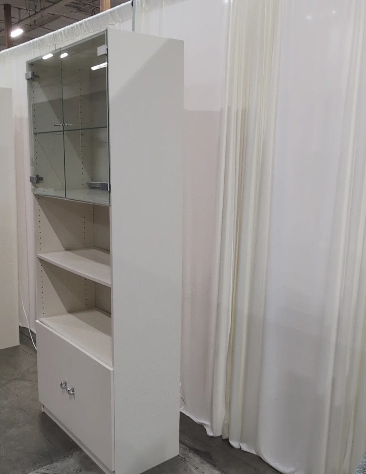 Off-White Tall Display Cabinet with Glass Doors
