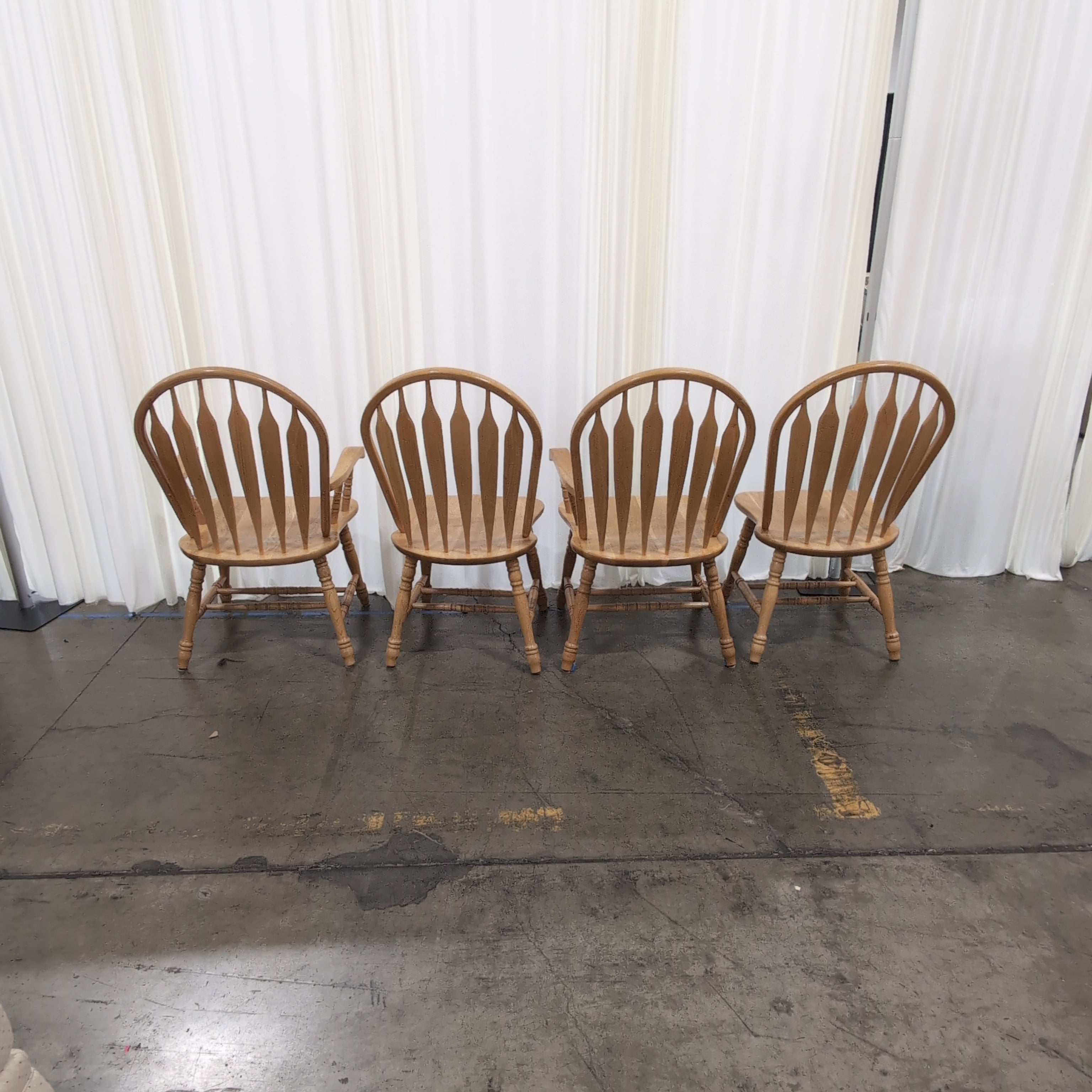 Set of Four Light Wood Windsor Dining Chairs