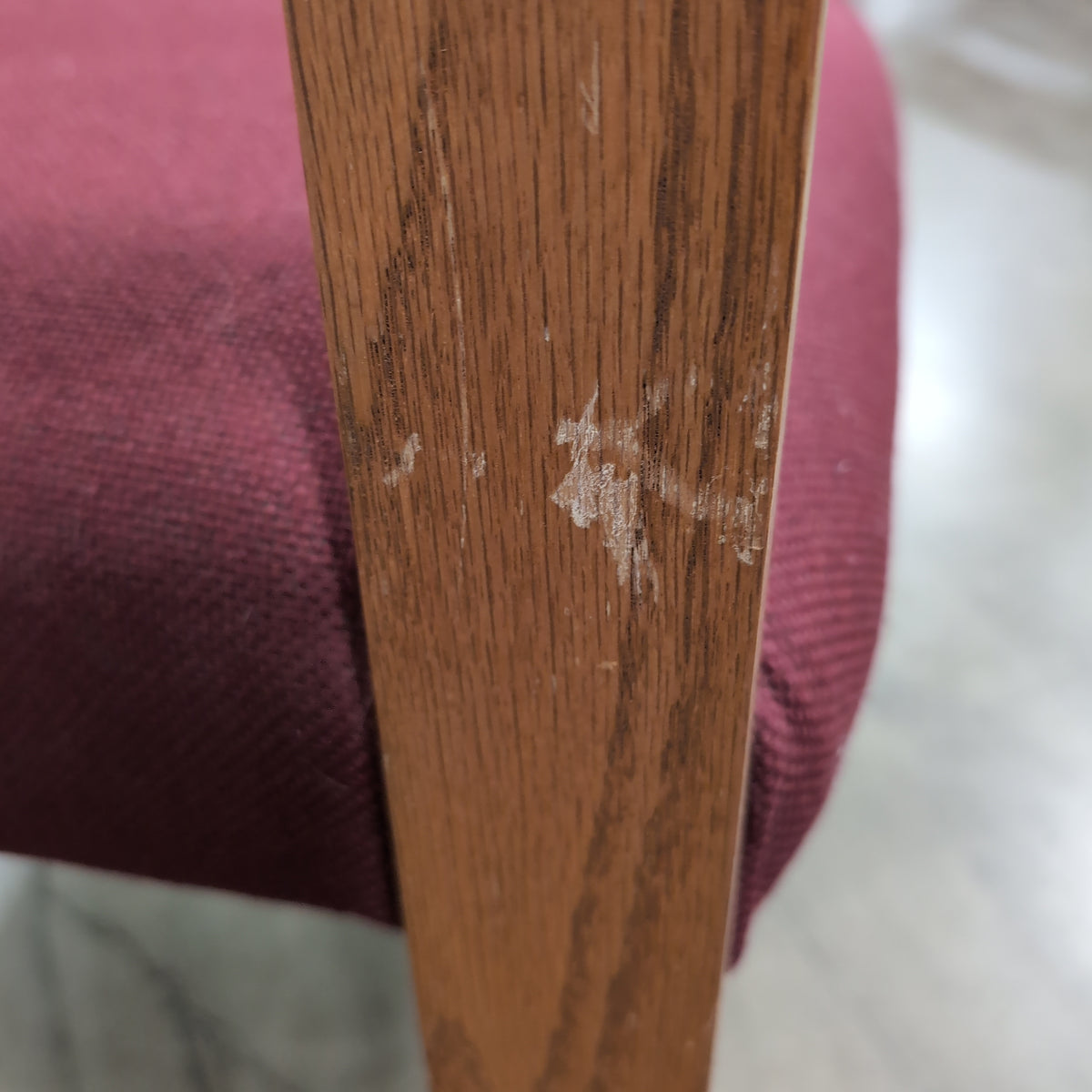 Light Wood Frame Upholstered Chair in Burgundy Fabric