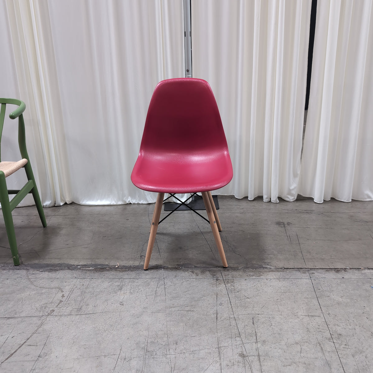 Mid-Century Style Red Dining Chair with Wood Legs