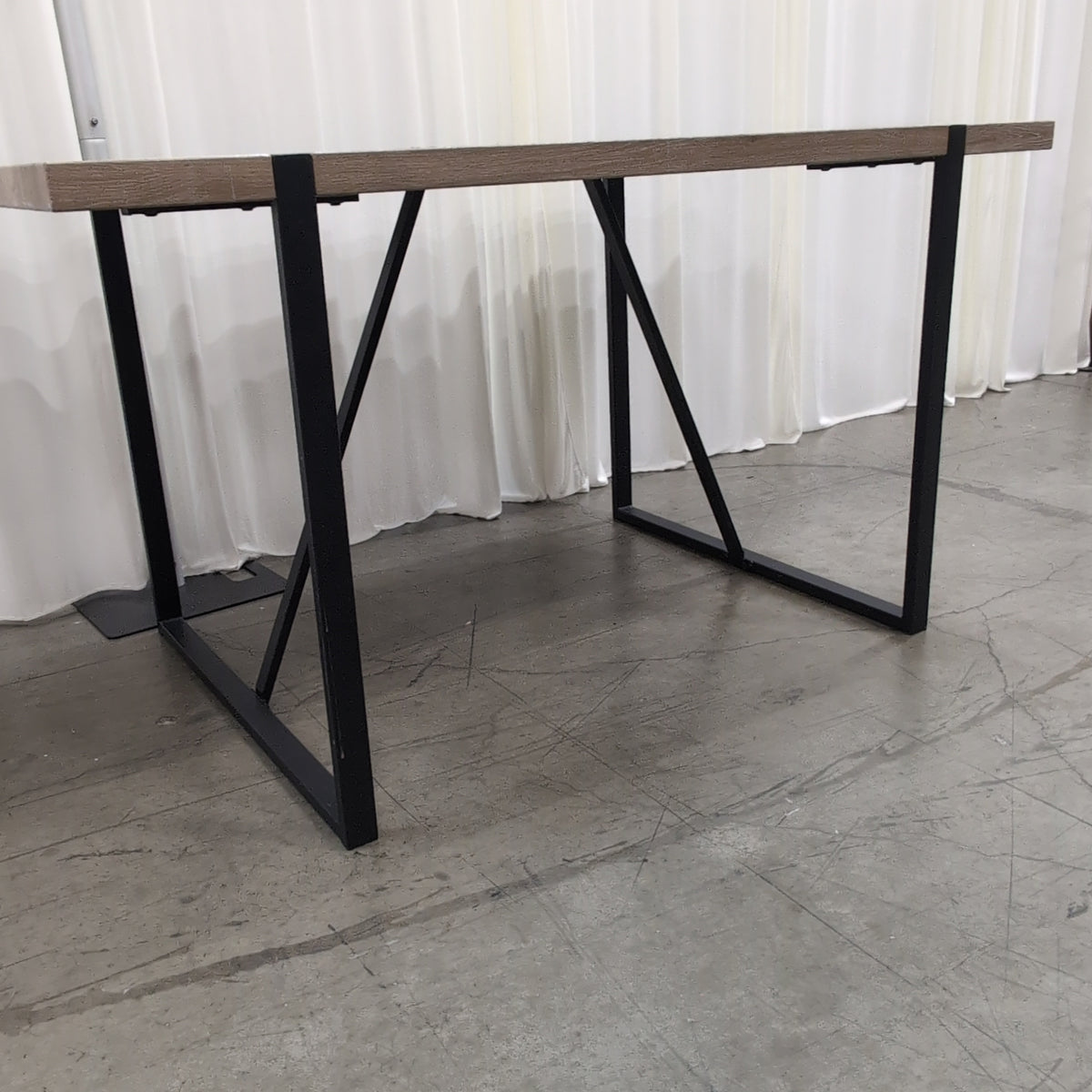 Light Wood-Look Industrial Dining Table