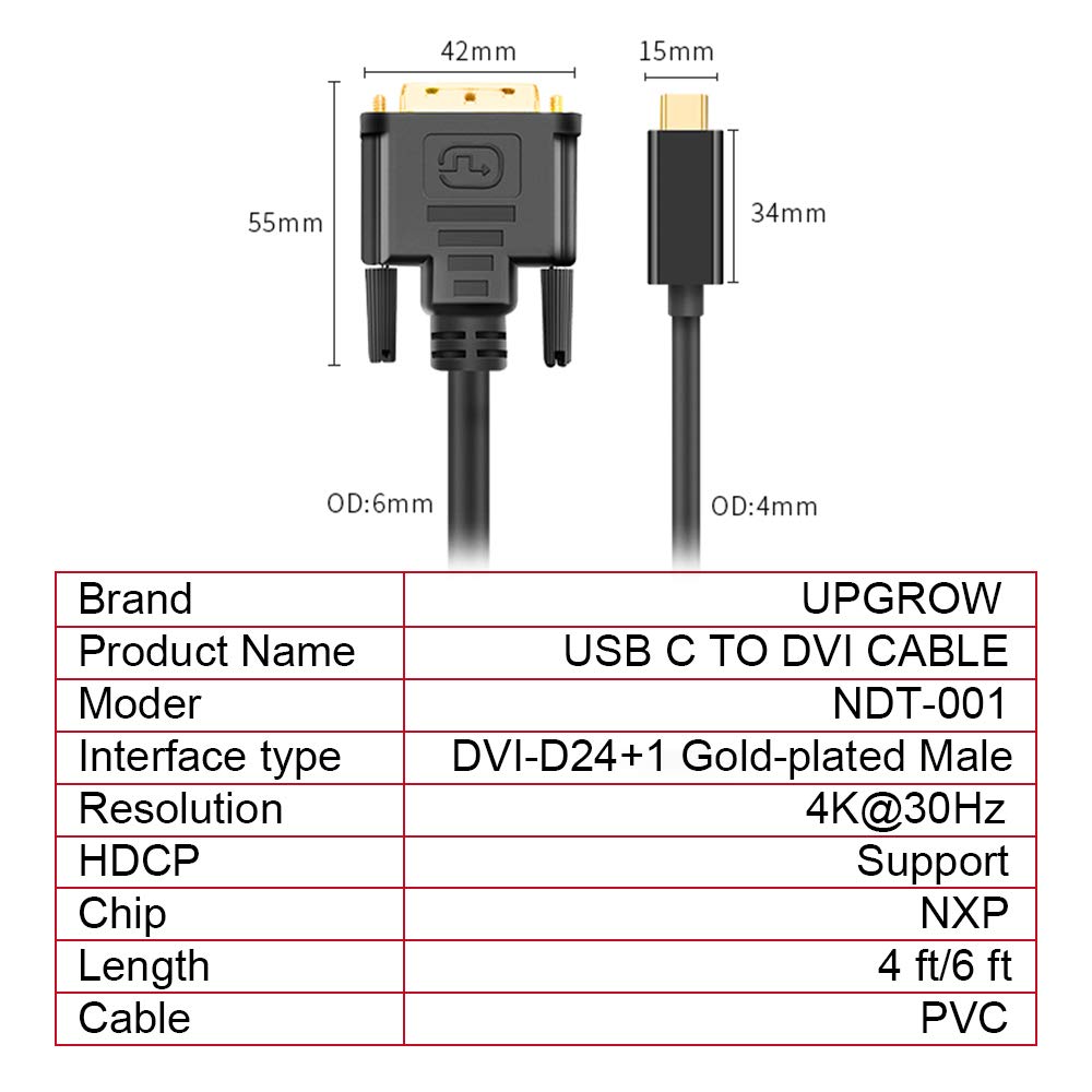USB-C to DVI cable