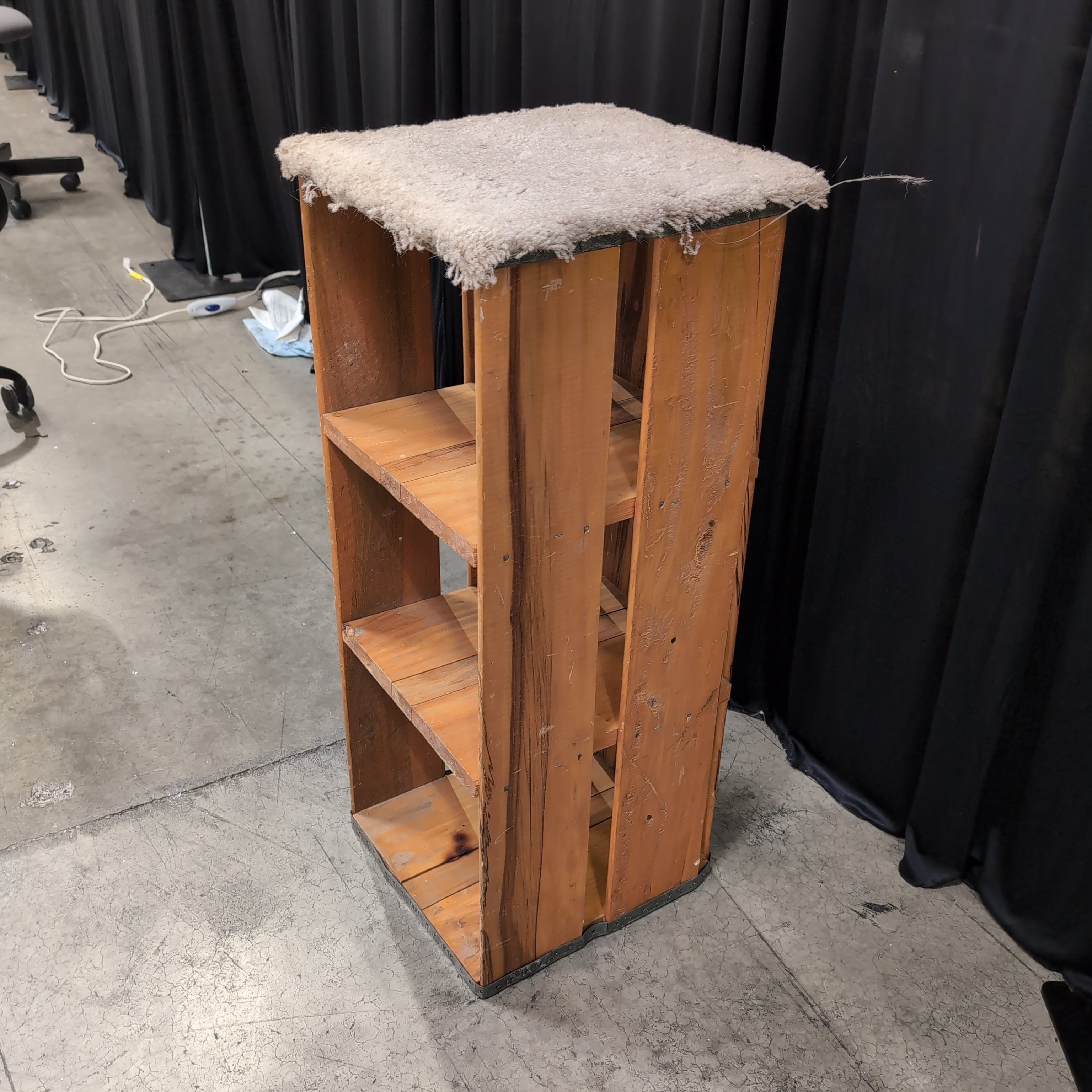 Rustic Wood Three-Shelf Bookcase with Metal Accents